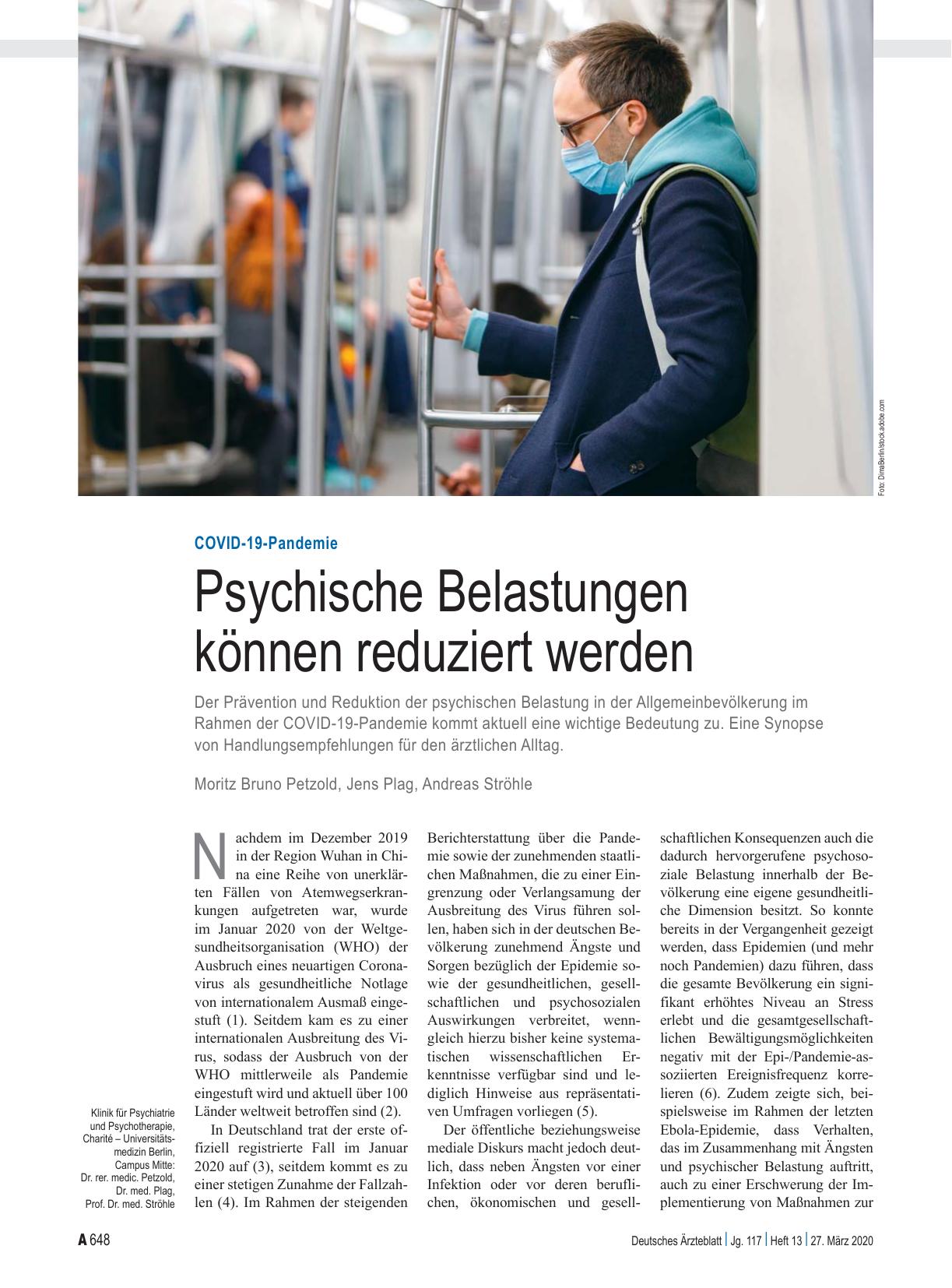 Vorschauseite 1: COVID-19-Pandemie: Psychische Belastungen können reduziert werden