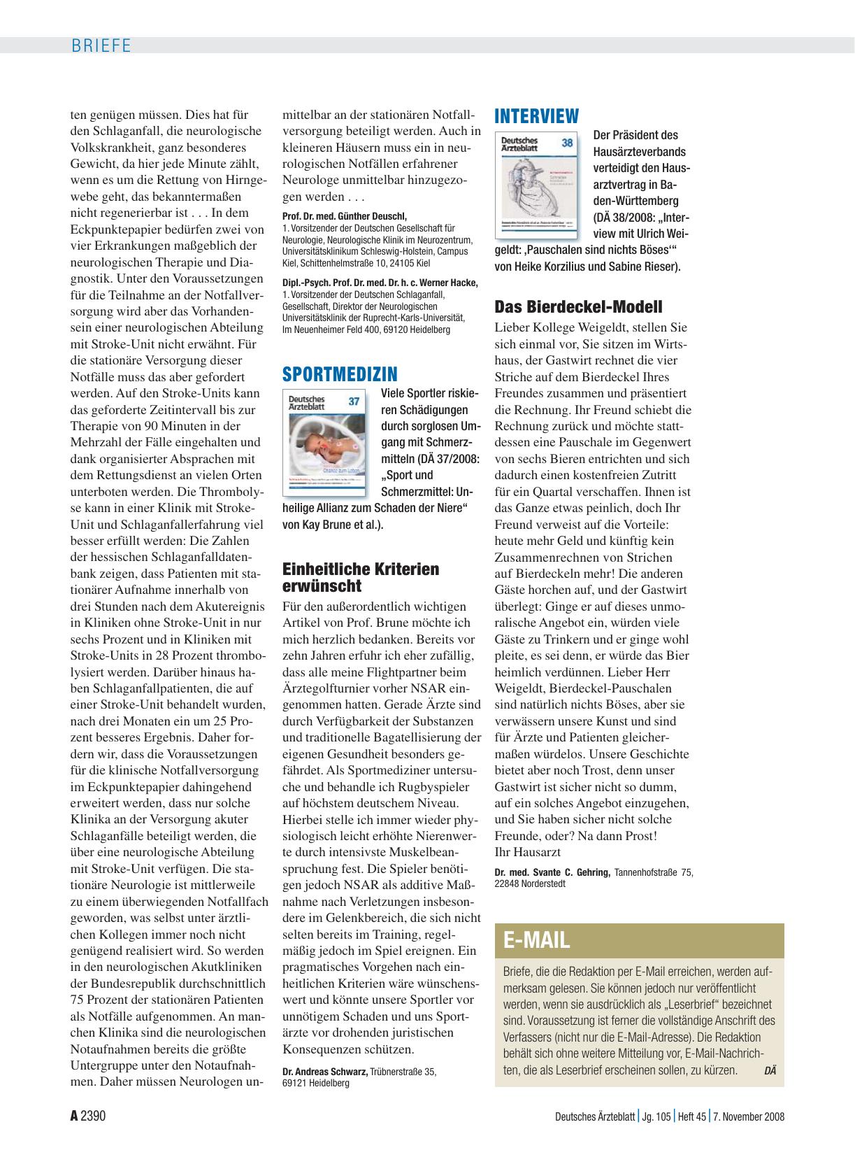 Vorschauseite 1: Sportmedizin: Einheitliche Kriterien erwünscht