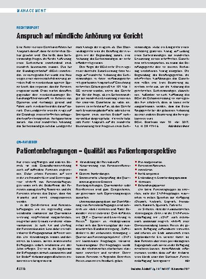 Vorschauseite 1: Rechtsreport: Anspruch auf mündliche Anhörung vor Gericht
