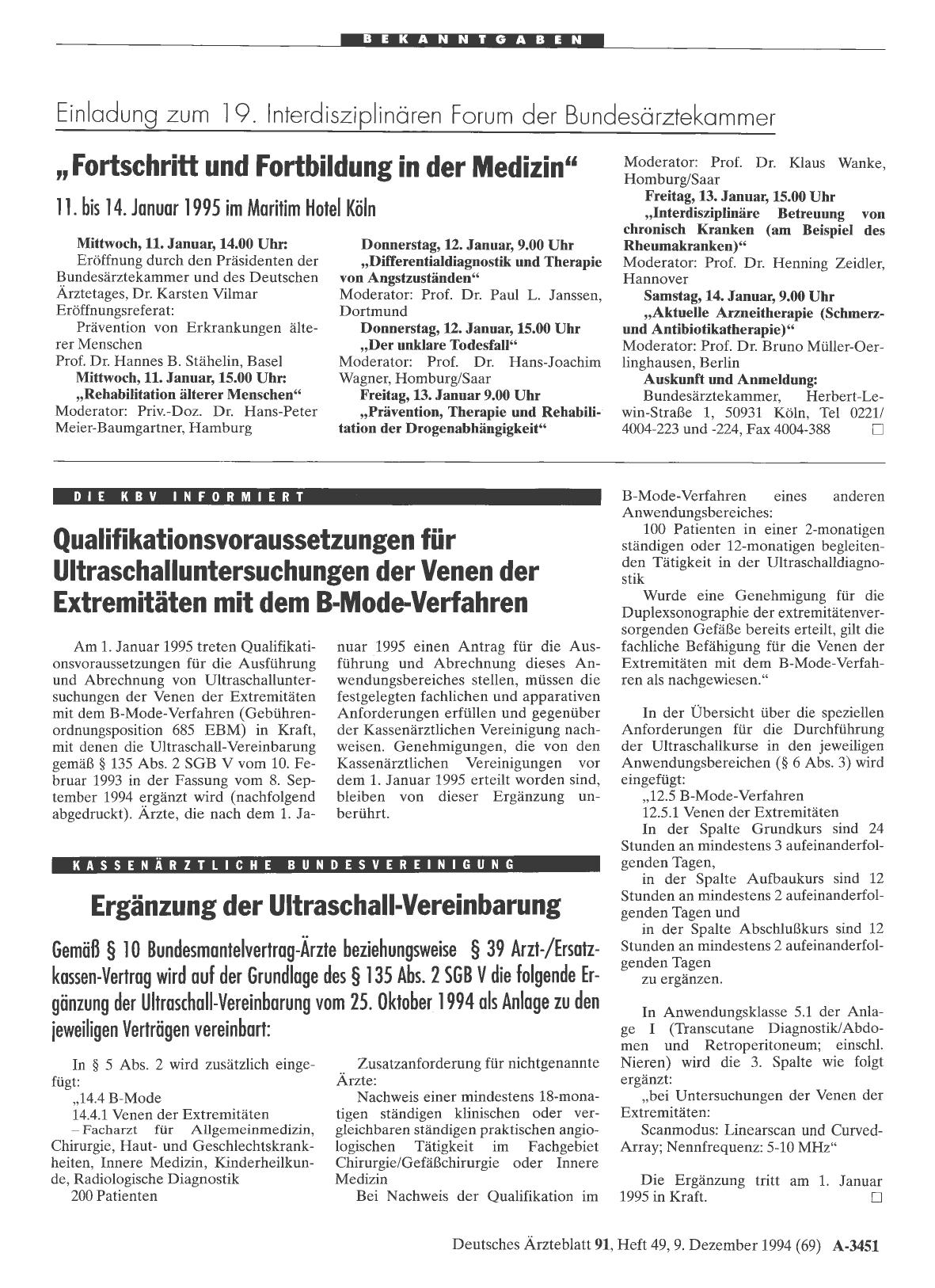 Vorschauseite 1: Einladung zum 19. Interdisziplinären Forum der Bundesärztekammer: „Fortschritt und Fortbildung in der Medizin“
