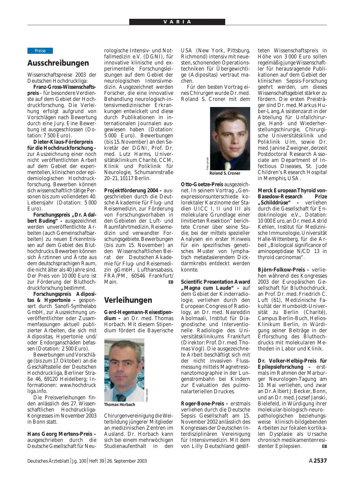 Vorschauseite 1: Ausschreibungen