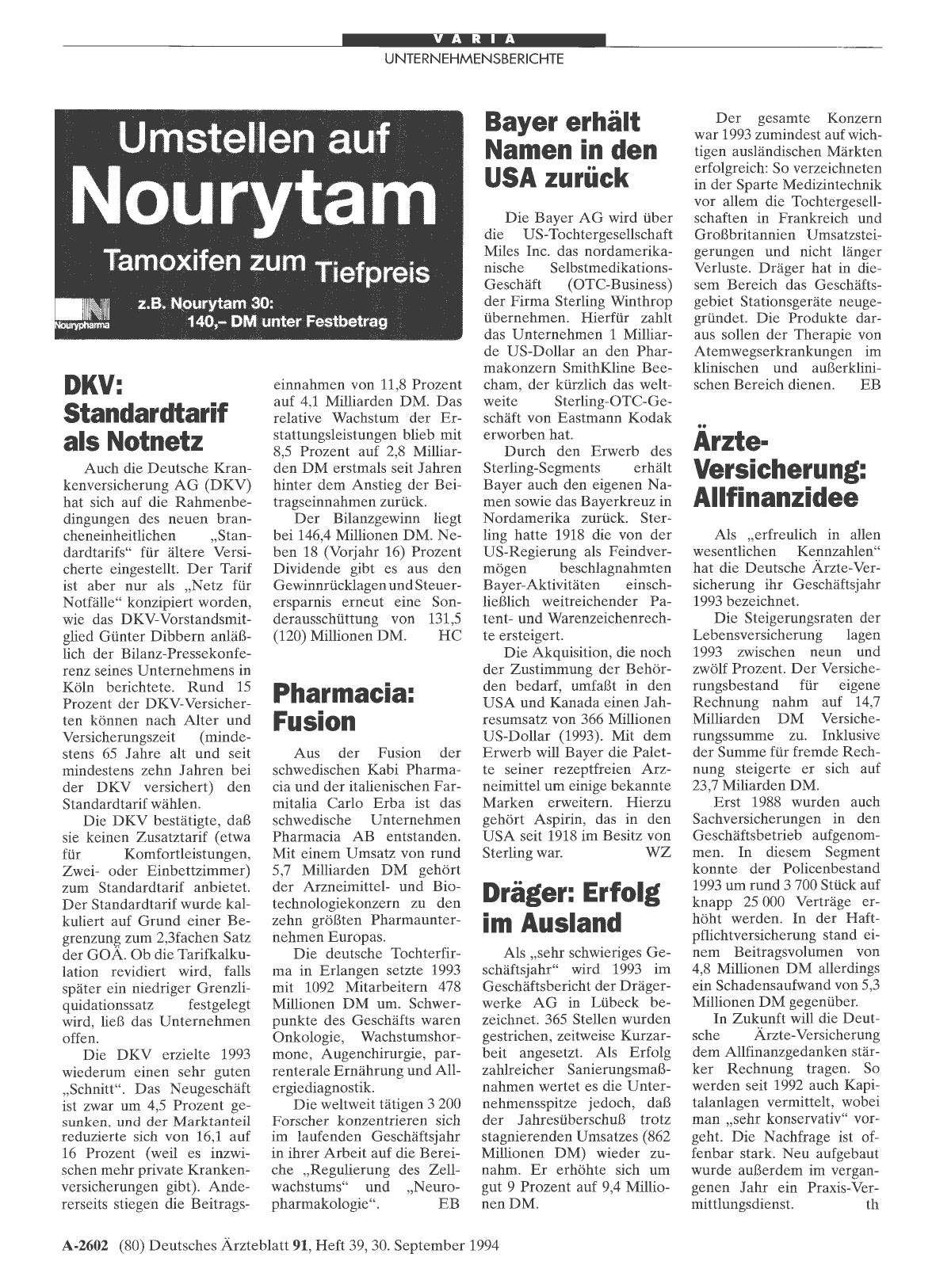 Vorschauseite 1: DKV: Standardtarif als Notnetz