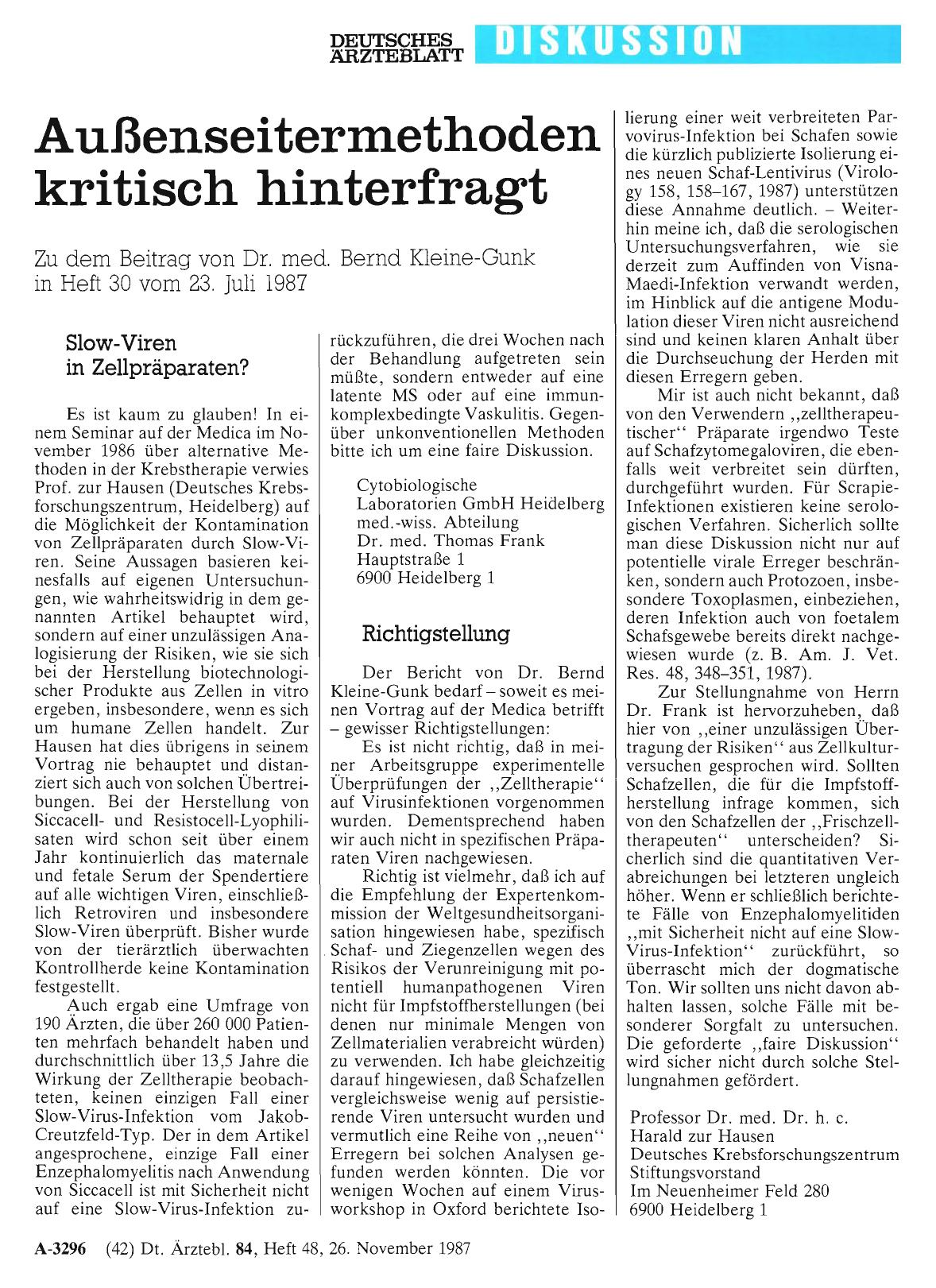 Vorschauseite 1: Außenseitermethoden kritisch hinterfragt: Slow-Viren in Zellpräparaten?