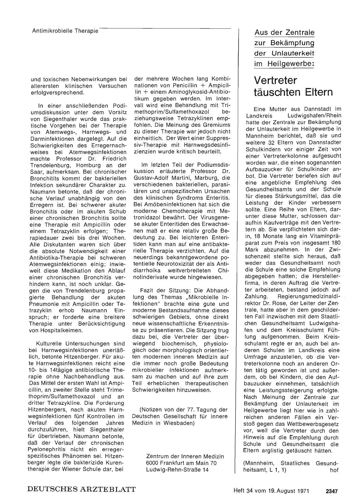 Vorschauseite 1: Aus der Zentrale zur Bekämpfung der Unlauterkeit im Heilgewerbe: Vertreter täuschten Eltern