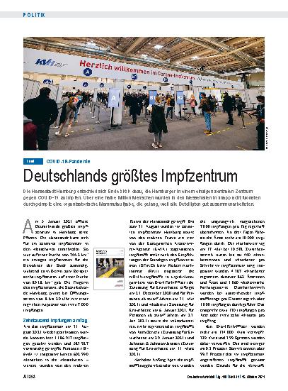 Vorschauseite 1: COVID-19-Pandemie: Deutschlands größtes Impfzentrum