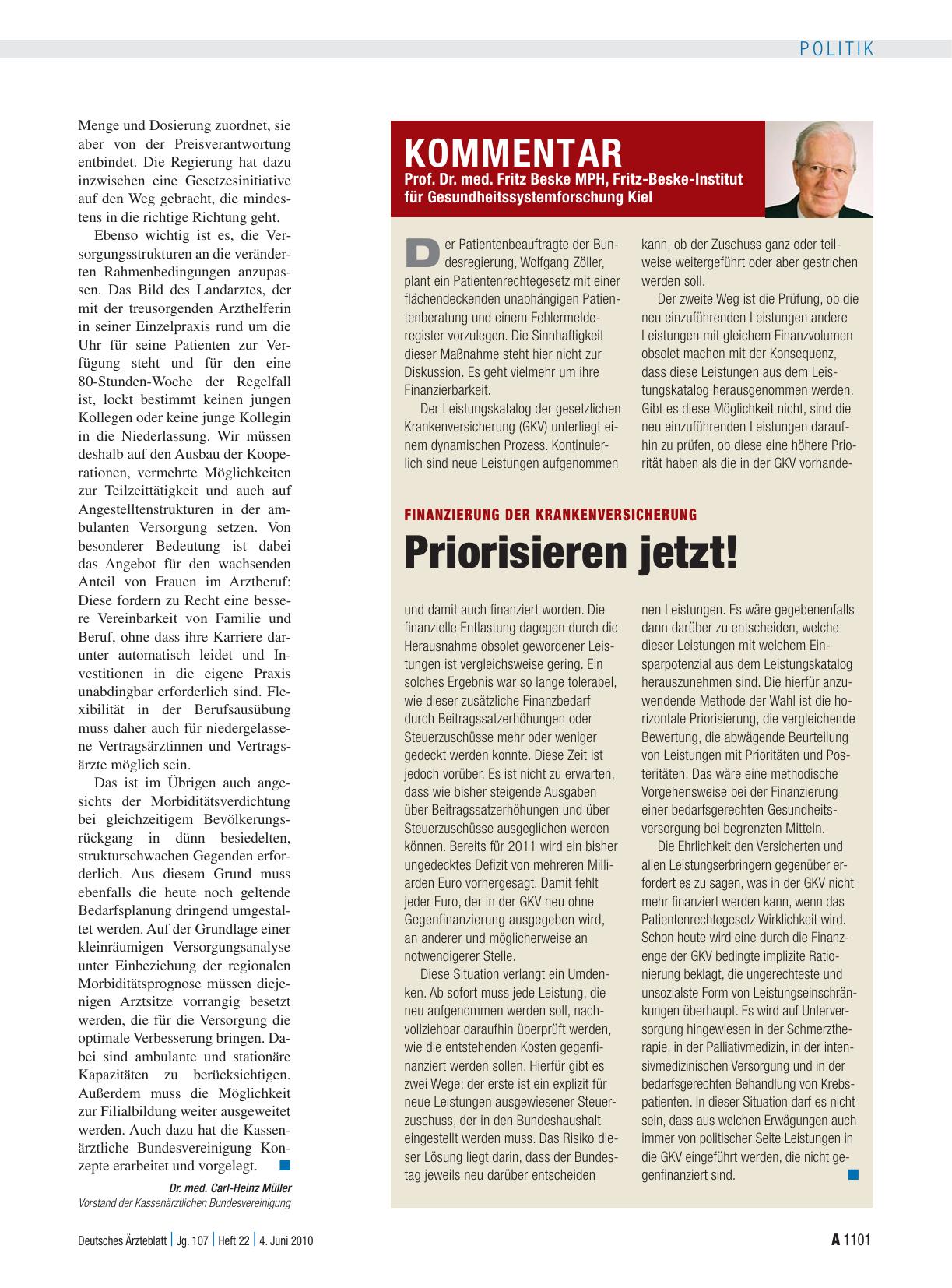 Vorschauseite 1: Finanzierung der Krankenversicherung: Priorisieren jetzt!