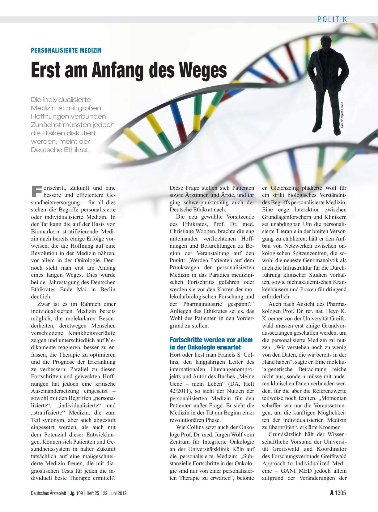Vorschauseite 1: Personalisierte Medizin: Erst am Anfang des Weges