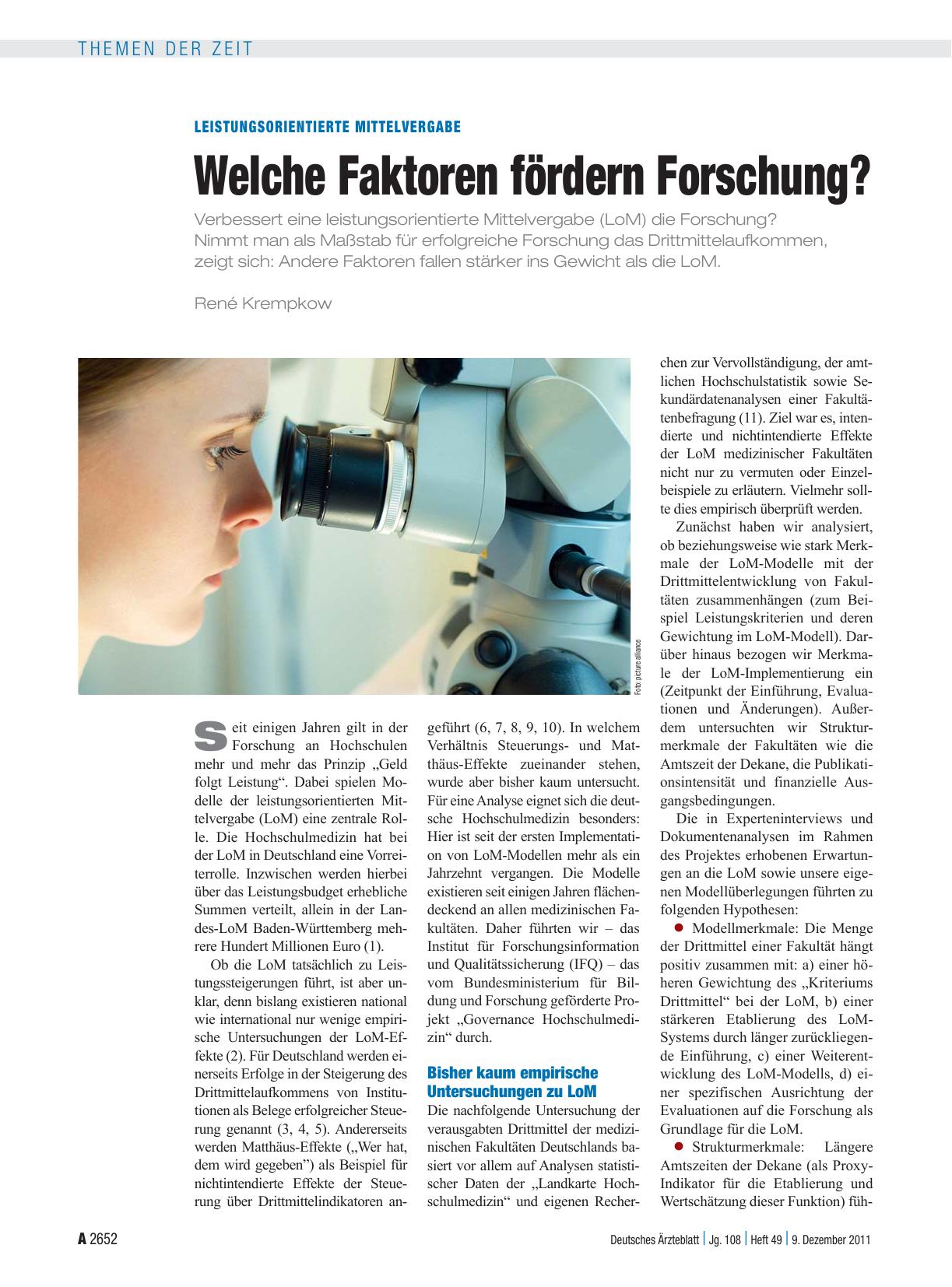 Vorschauseite 1: Leistungsorientierte Mittelvergabe: Welche Faktoren fördern Forschung?