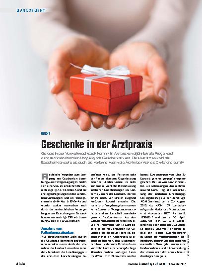 Vorschauseite 1: Recht: Geschenke in der Arztpraxis