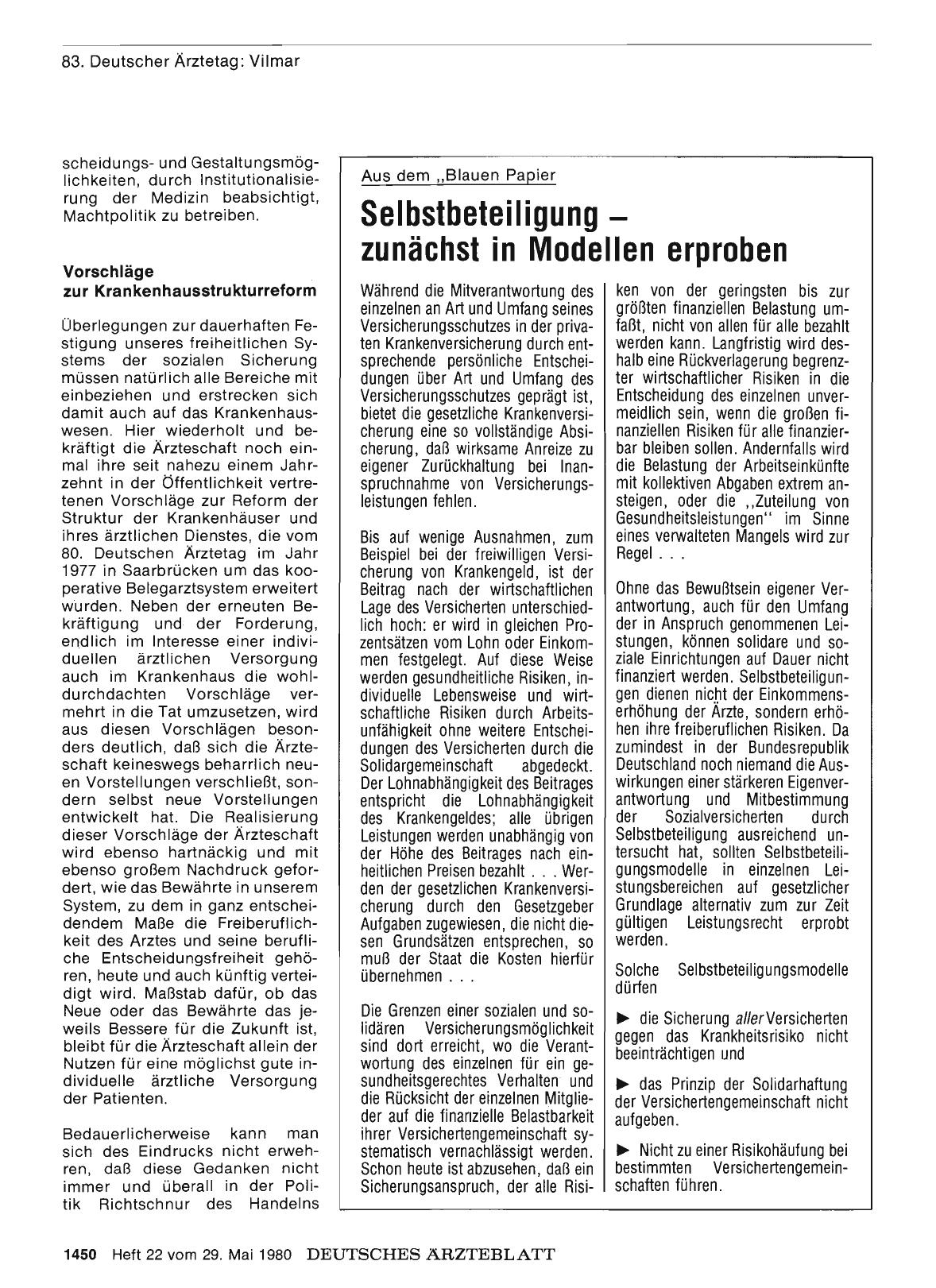 Vorschauseite 1: Aus dem „Blauen Papier“: Selbstbeteiligung zunächst in Modellen erproben