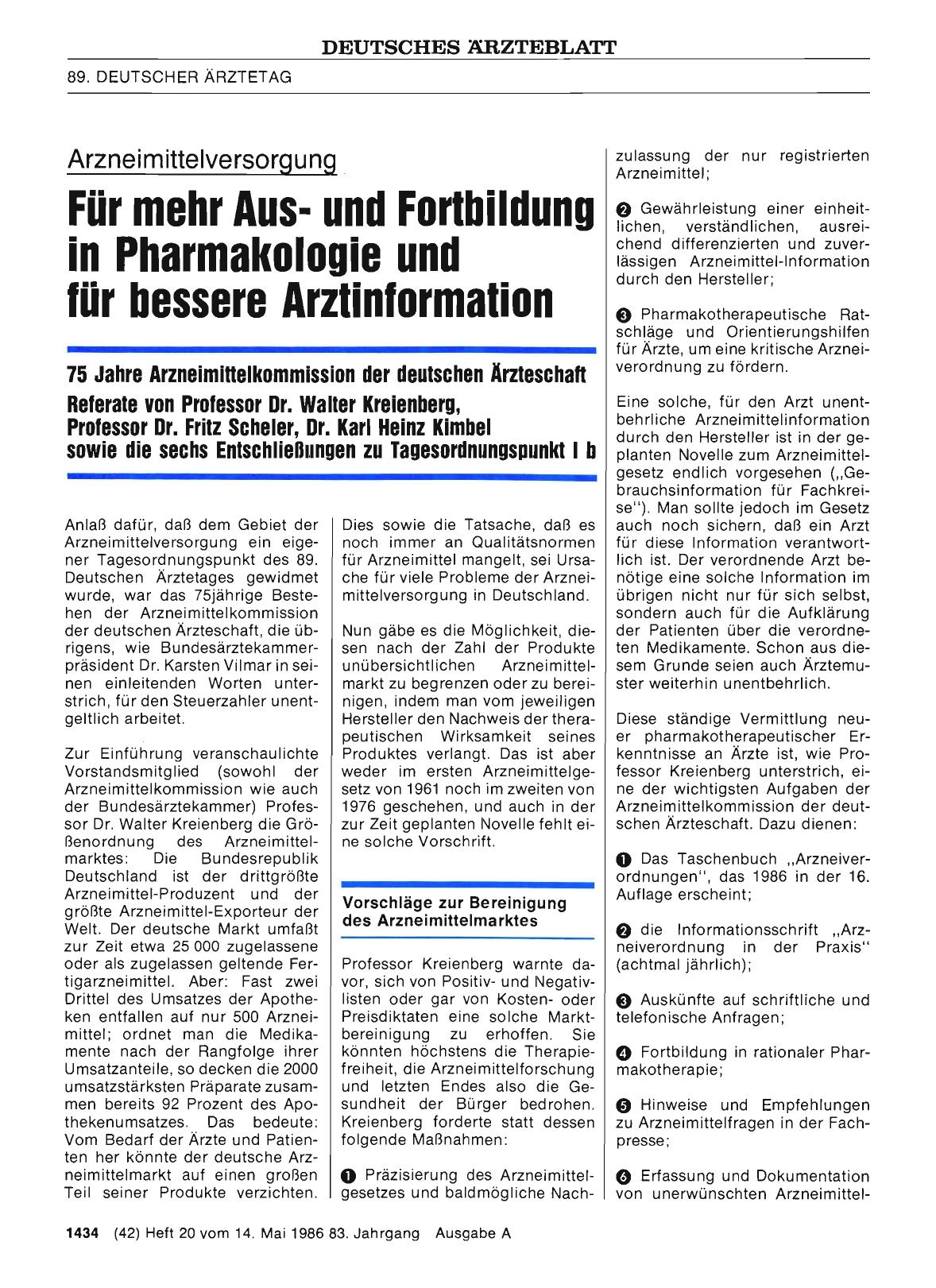 Vorschauseite 1: Arzneimittelversorgung: Für mehr Ausund Fortbildung in Pharmakologie und für bessere Arztinformation