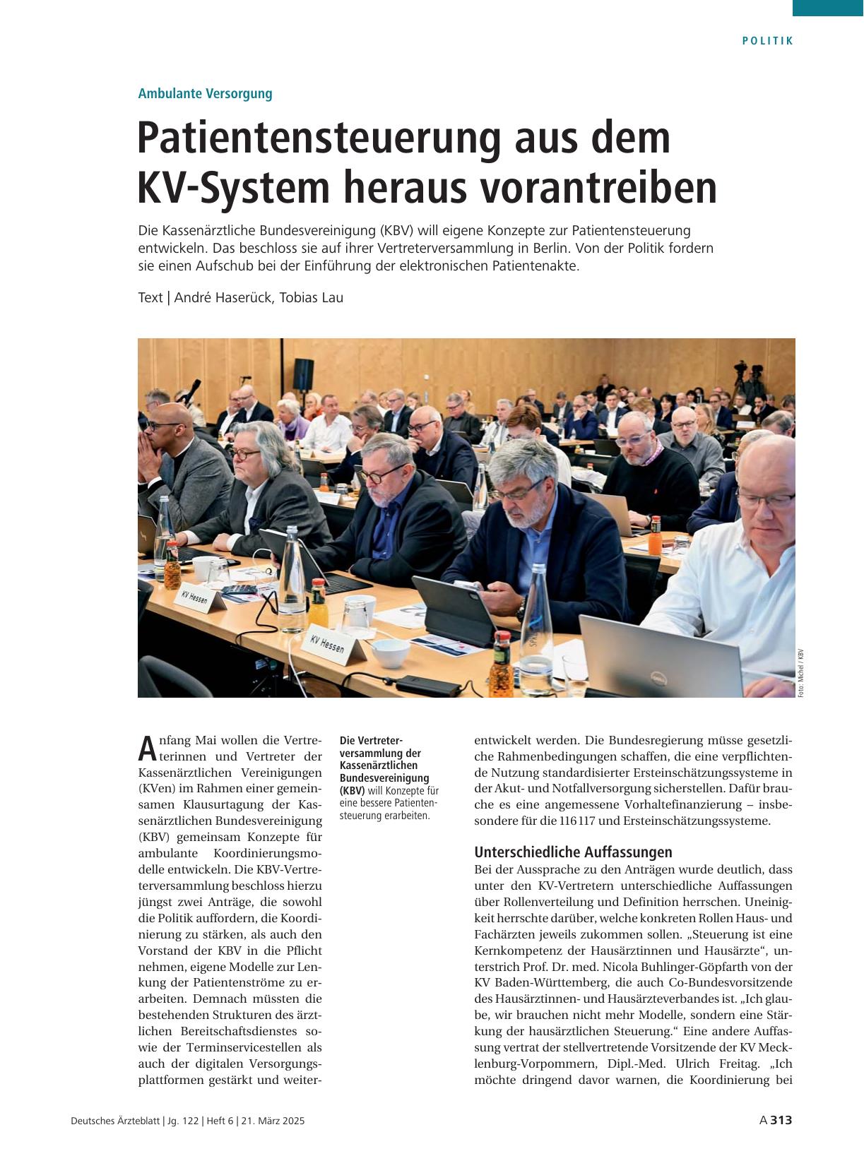 Vorschauseite 1: Ambulante Versorgung: Patientensteuerung aus dem KV-System heraus vorantreiben