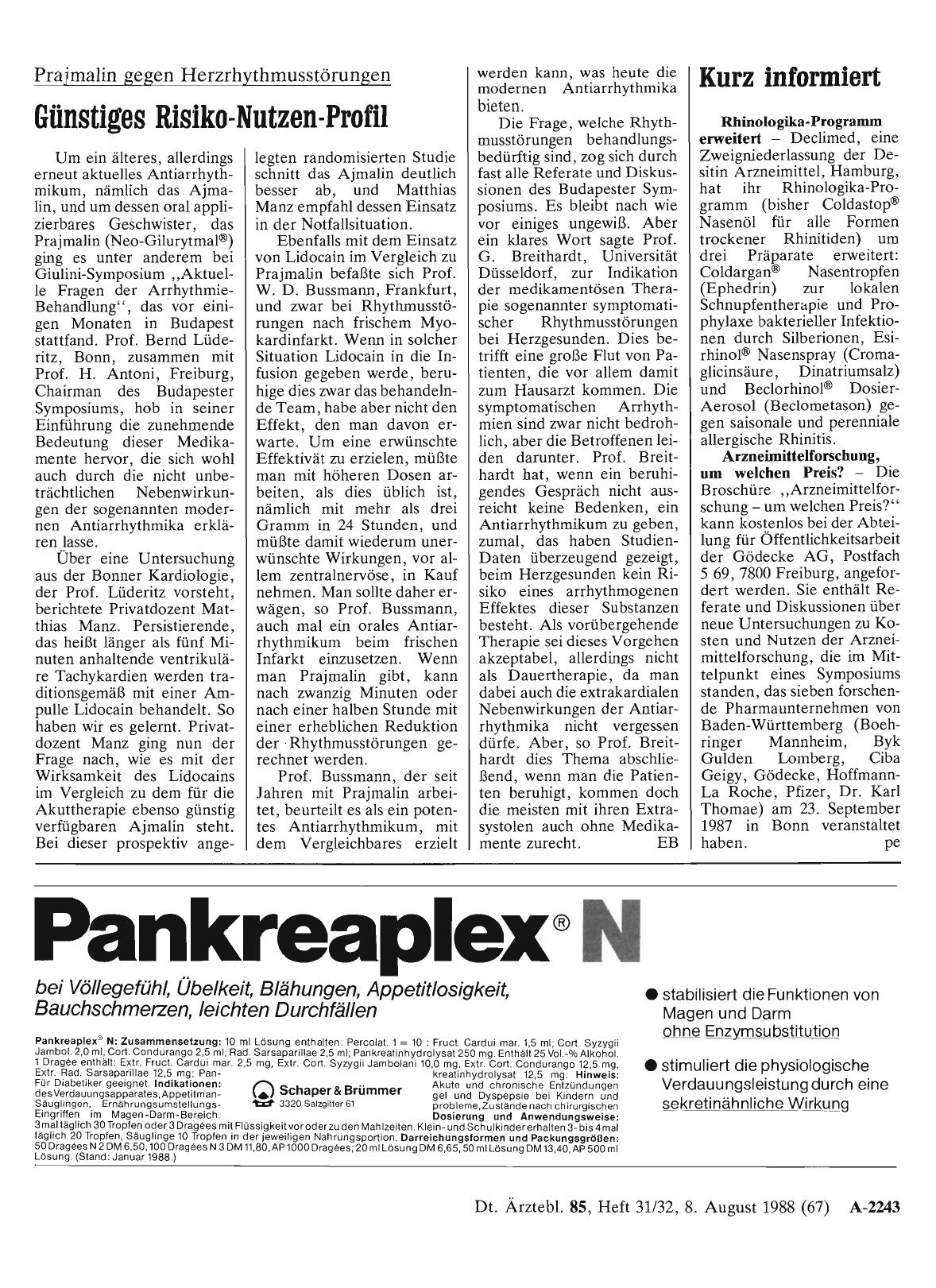 Vorschauseite 1: Prajmalin gegen Herzrhythmusstörungen: Günstiges Risiko-Nutzen-Profi