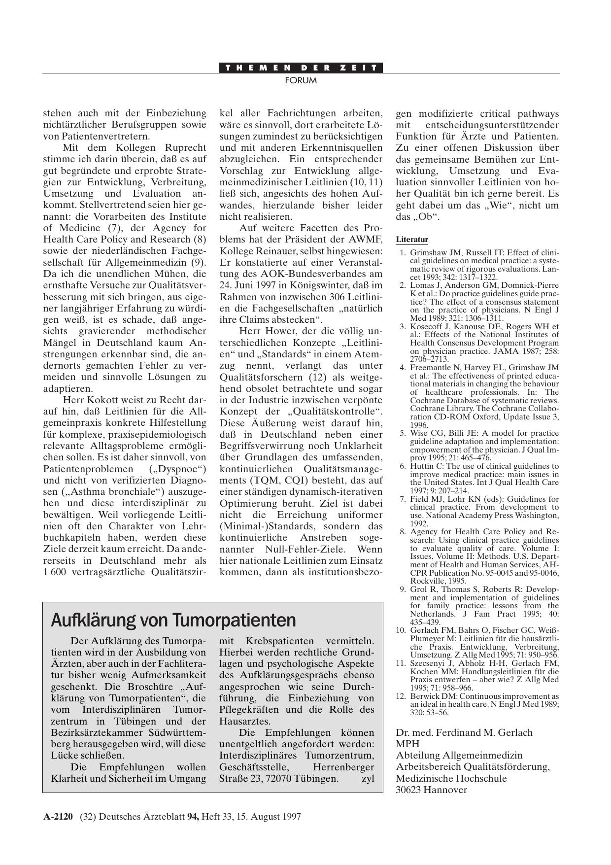 Vorschauseite 1: Aufklärung von Tumorpatienten