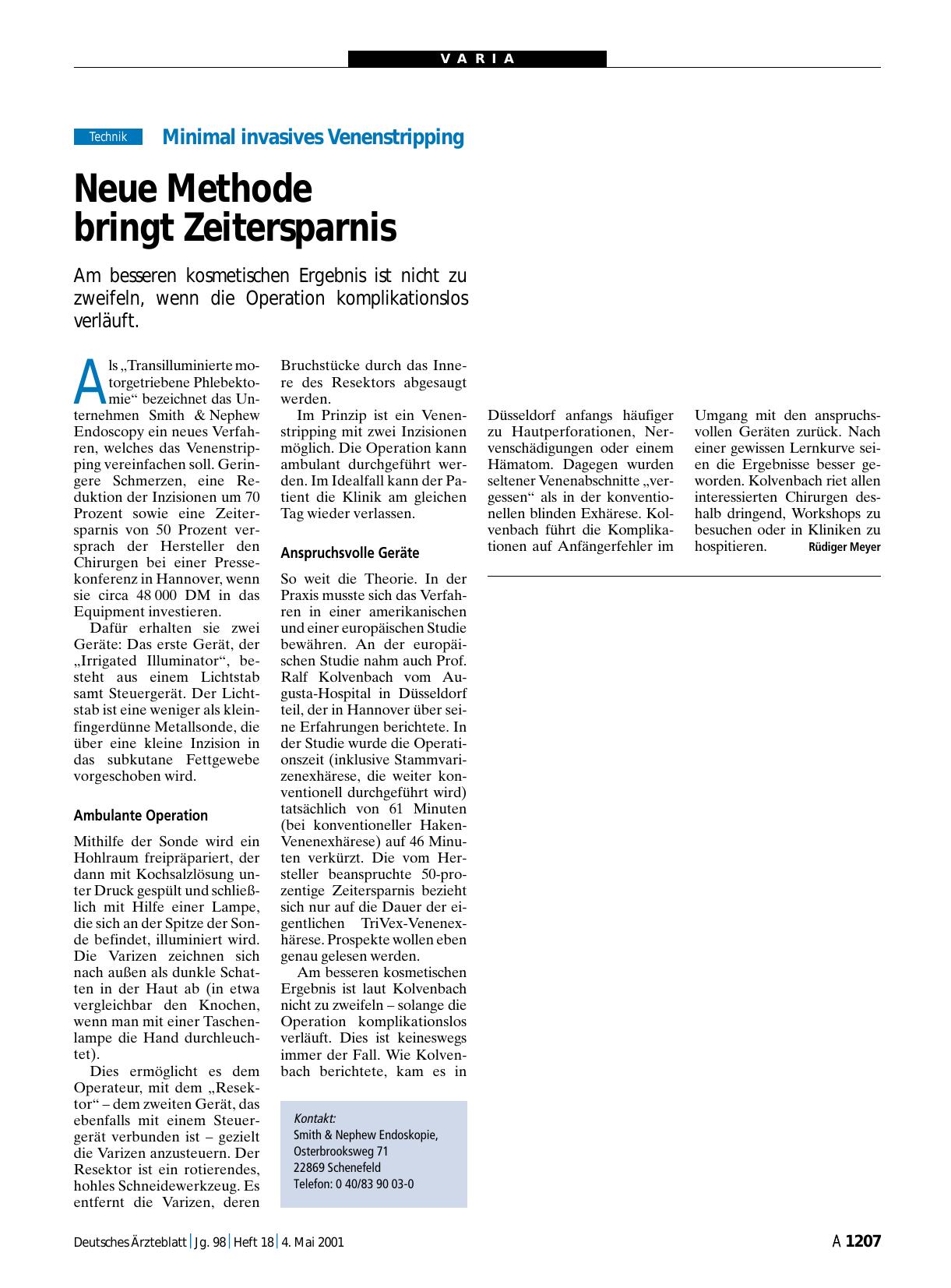 Vorschauseite 1: Minimal invasives Venenstripping: Neue Methode bringt Zeitersparnis