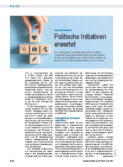 Vorschauseite 1: Gesundheitswesen: Politische Initiativen erwartet