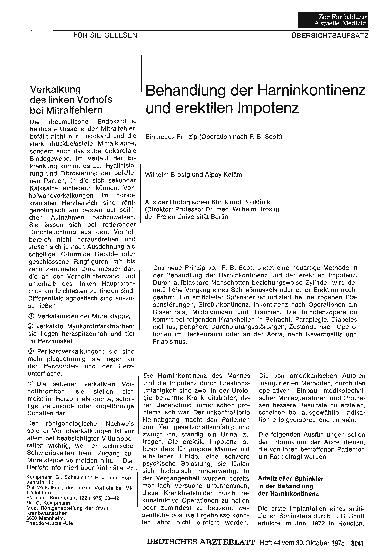 Vorschauseite 1: Behandlung der Harninkontinenz und erektilen Impotenz: Ein neues Prinzip (Operation nach F. B. Scott)