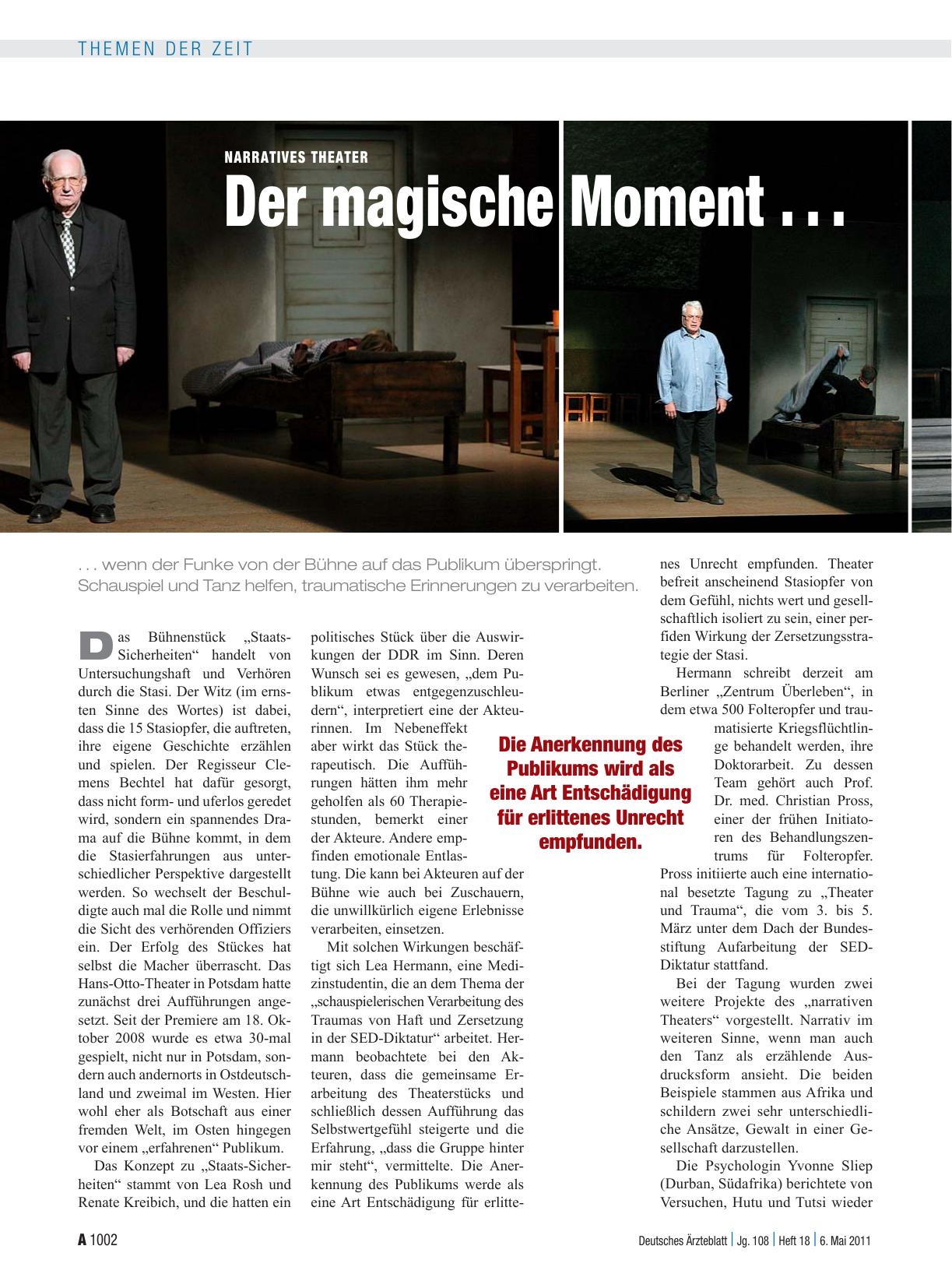 Vorschauseite 1: Narratives Theater: Der magische Moment . . .