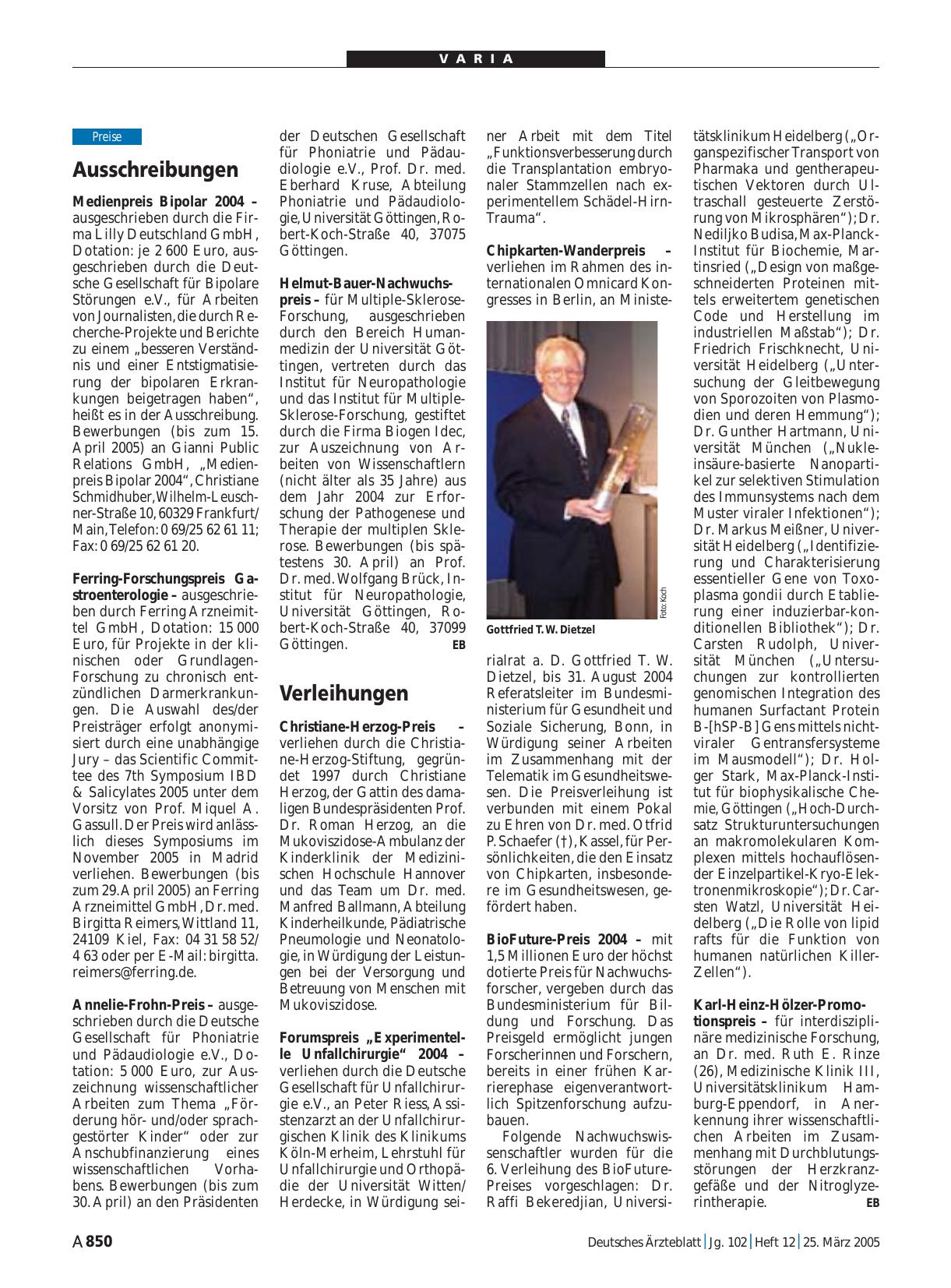 Vorschauseite 1: Ausschreibungen