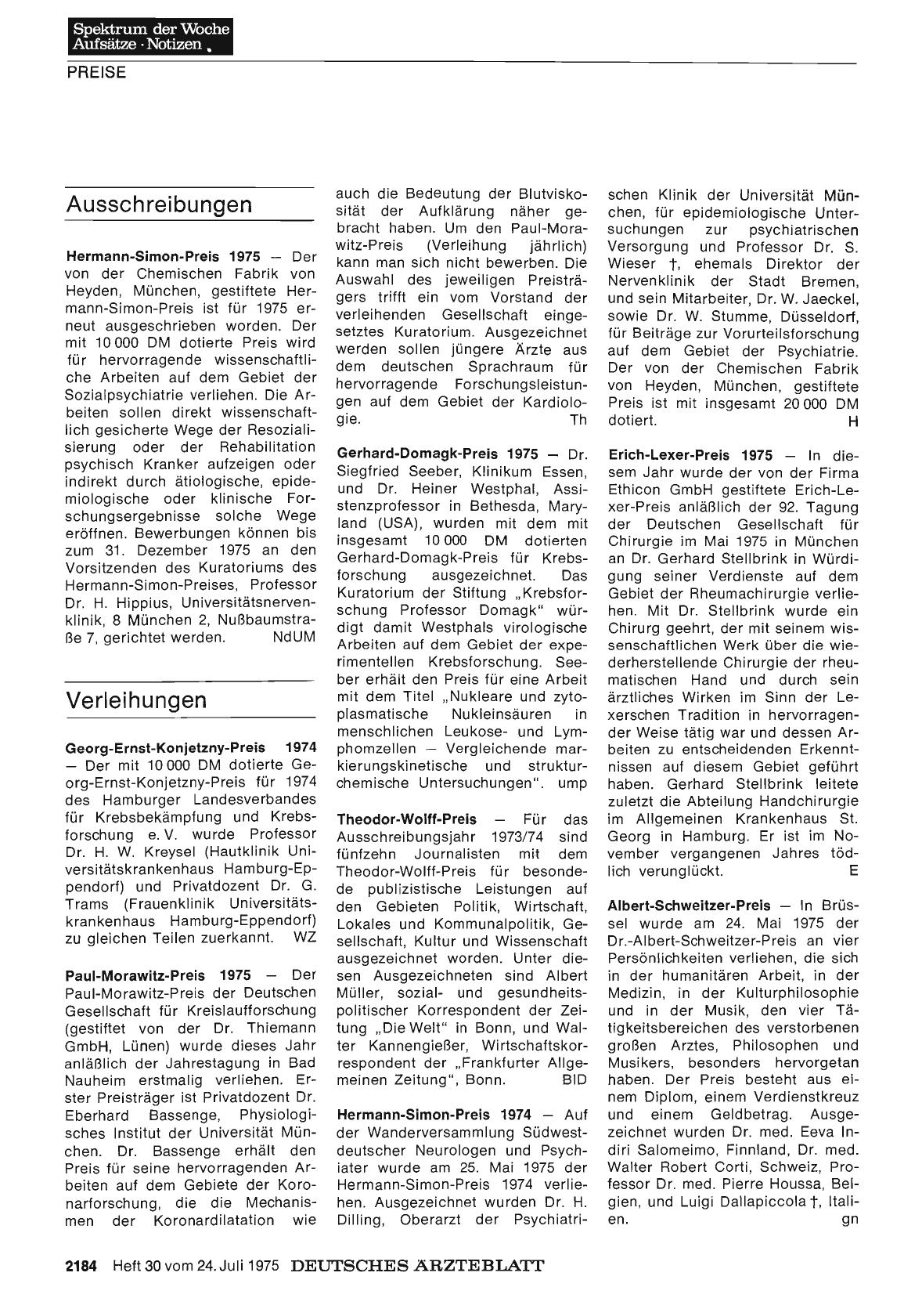 Vorschauseite 1: Verleihungen