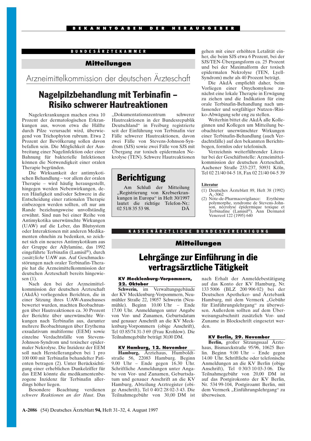 Vorschauseite 1: Lehrgänge zur Einführung in die vertragsärztliche Tätigkeit