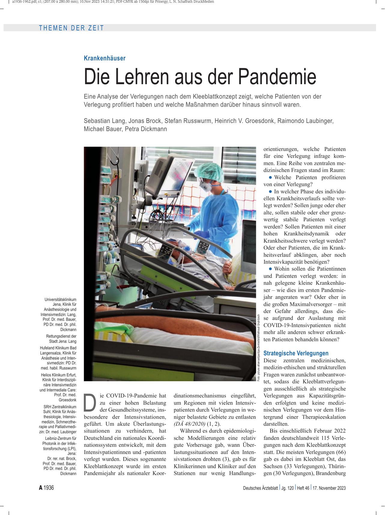 Vorschauseite 1: Krankenhäuser: Die Lehren aus der Pandemie