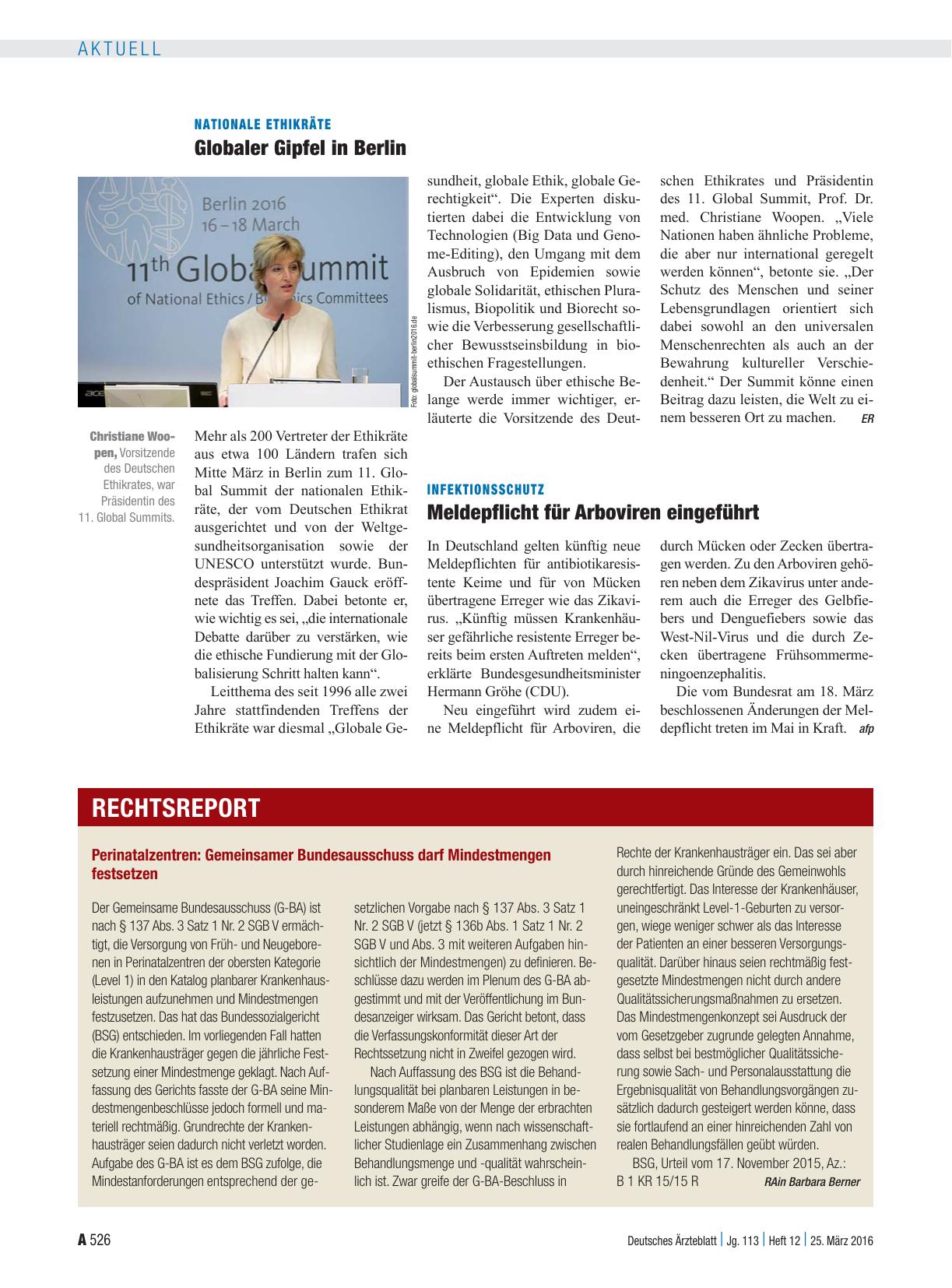 Vorschauseite 1: Nationale Ethikräte: Globaler Gipfel in Berlin