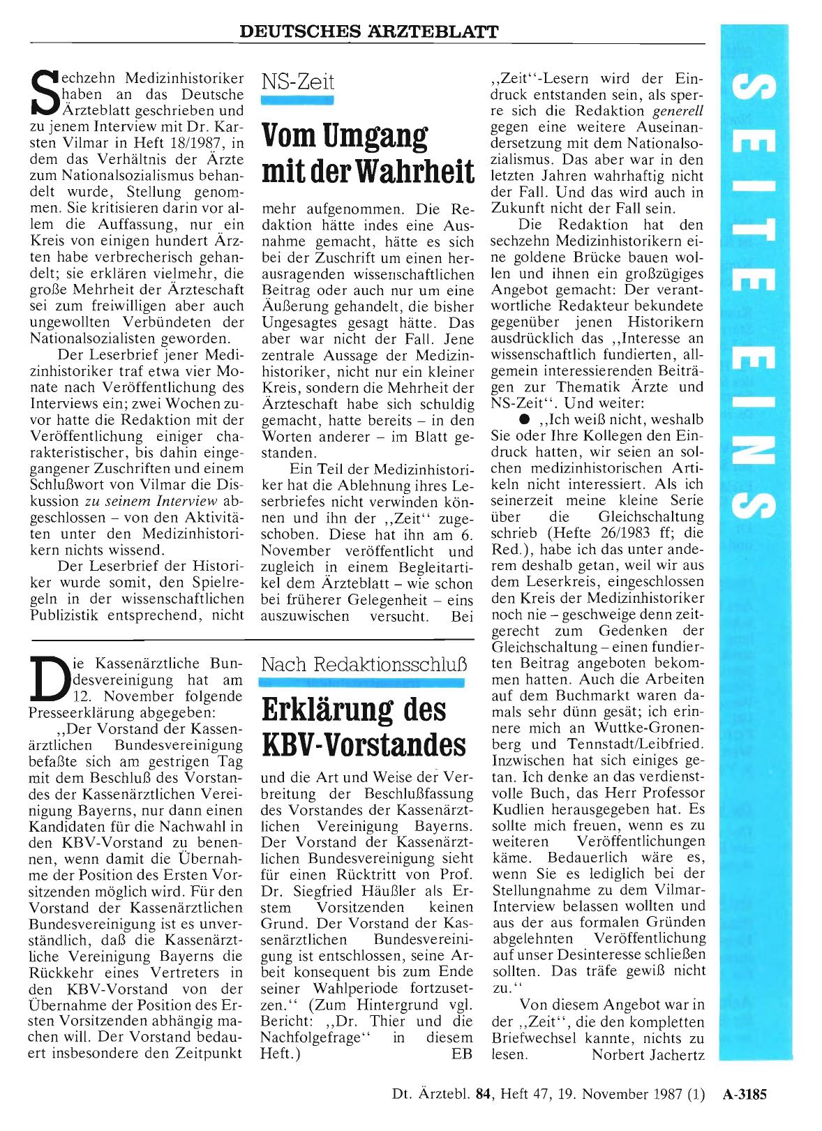 Vorschauseite 1: Nach Redaktionsschluß: Erklärung des KBV-Vorstandes