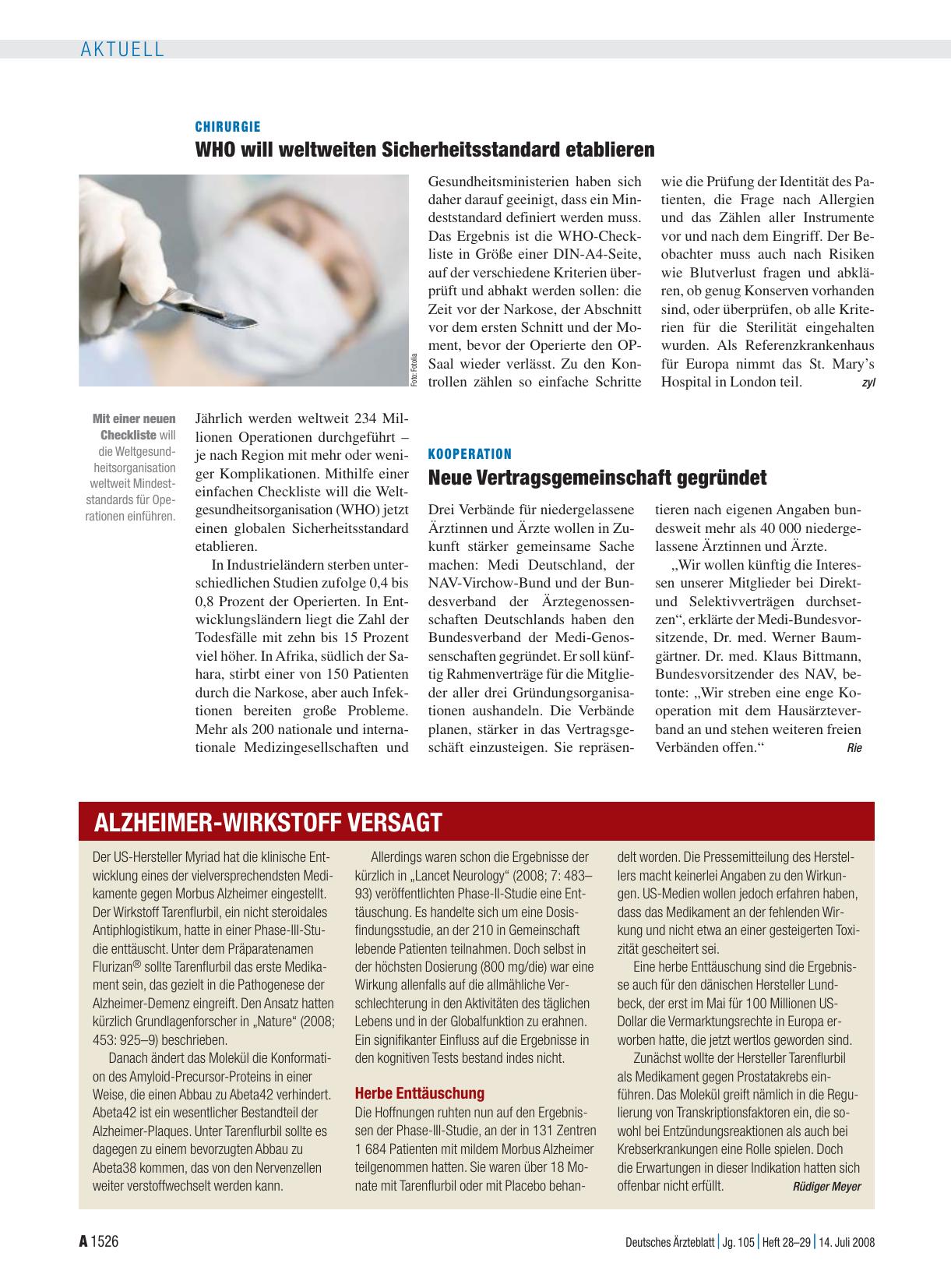 Vorschauseite 1: Alzheimer-Wirkstoff versagt