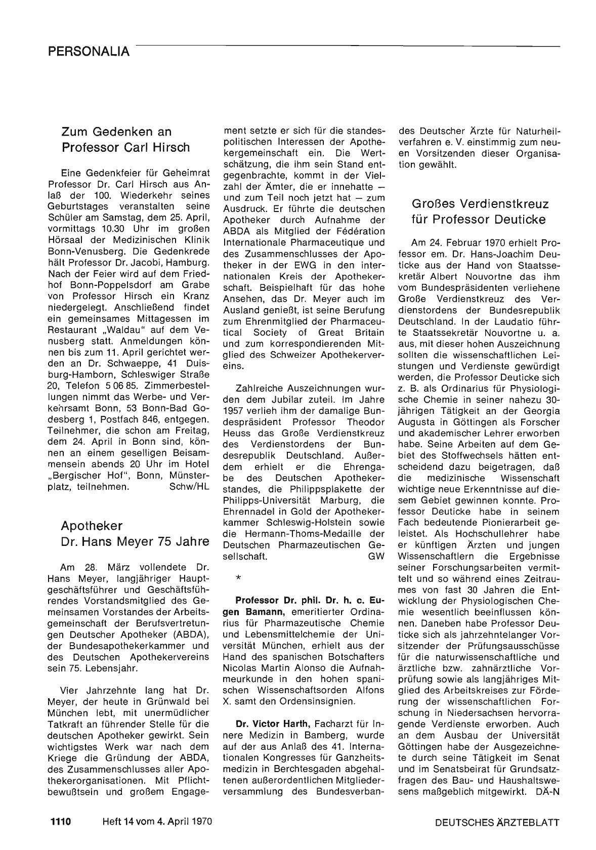 Vorschauseite 1: Apotheker Dr. Hans Meyer 75 Jahre
