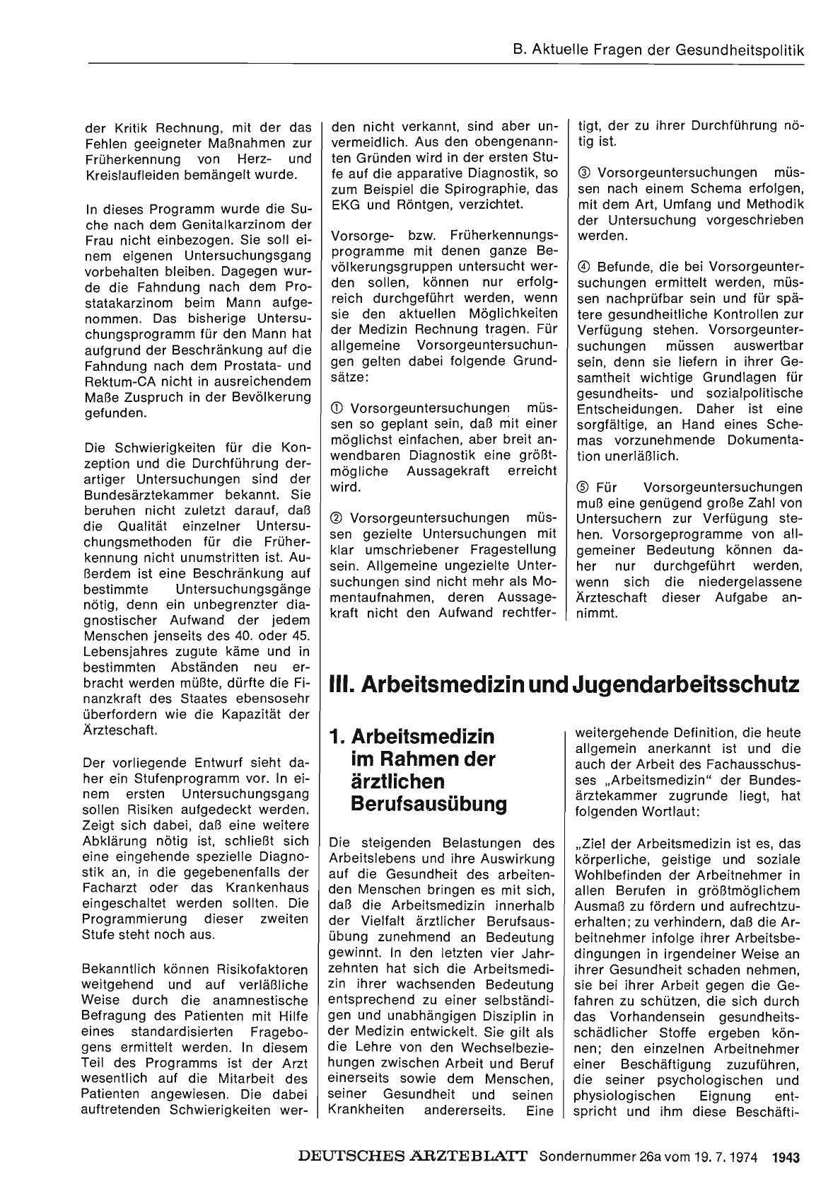 Vorschauseite 1: III. Arbeitsmedizin und Jugendarbeitsschutz: 1. Arbeitsmedizin im Rahmen der ärztlichen Berufsausübung