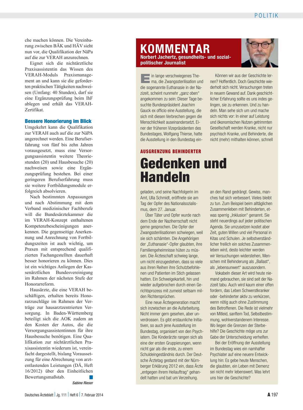 Vorschauseite 1: Ausgrenzung Behinderter: Gedenken und Handeln