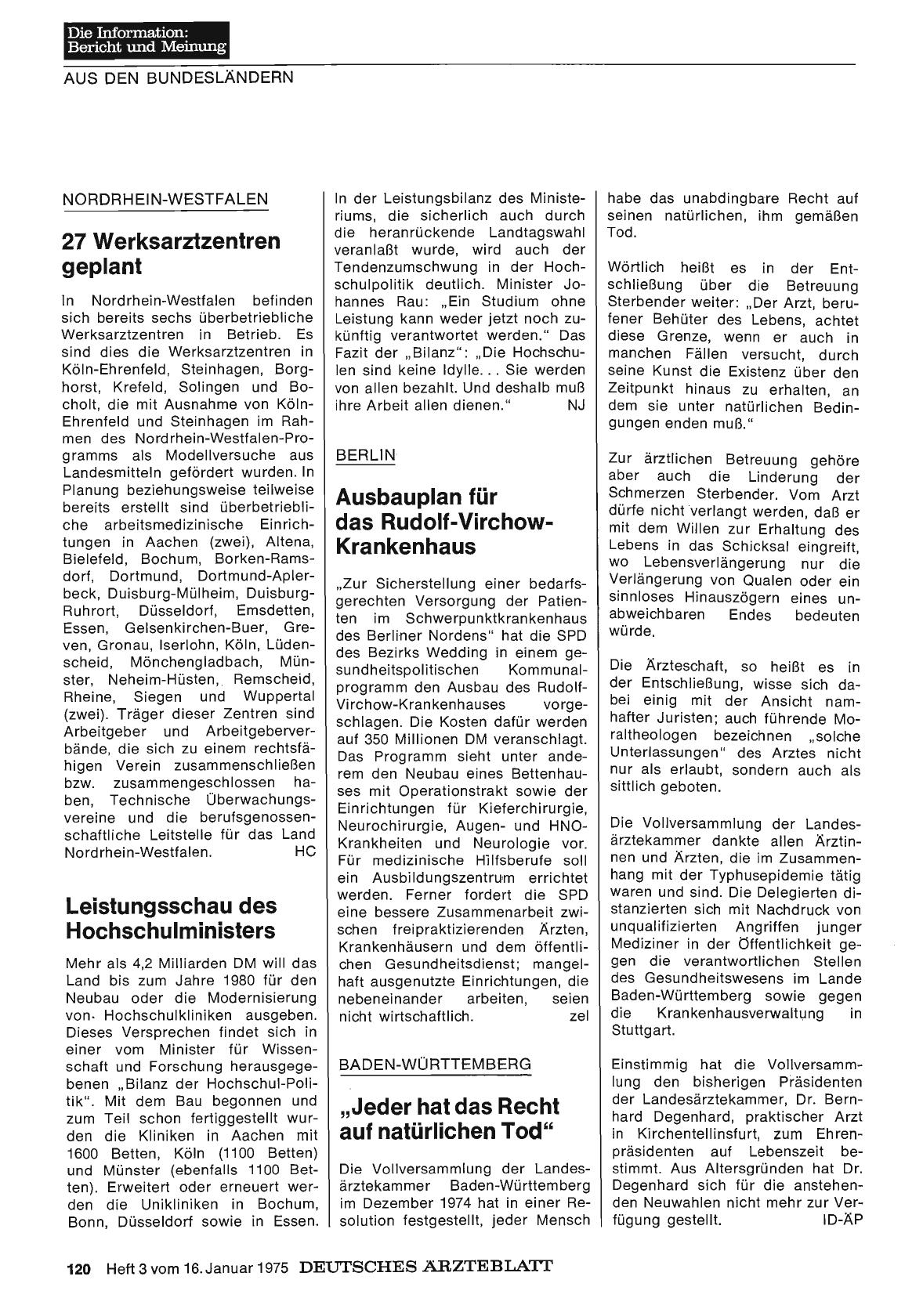 Vorschauseite 1: Nordrhein-Westfalen: 27 Werksarztzentren geplant