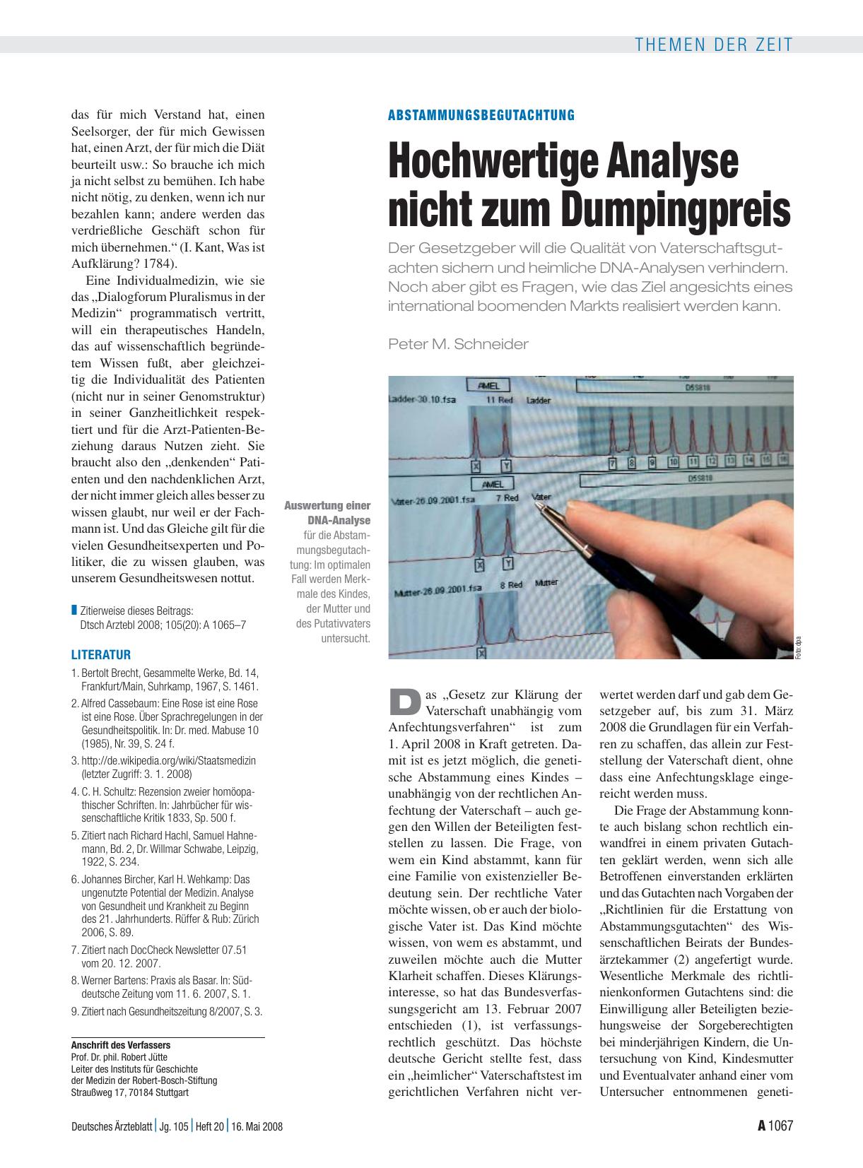 Vorschauseite 1: Abstammungsbegutachtung: Hochwertige Analyse nicht zum Dumpingpreis