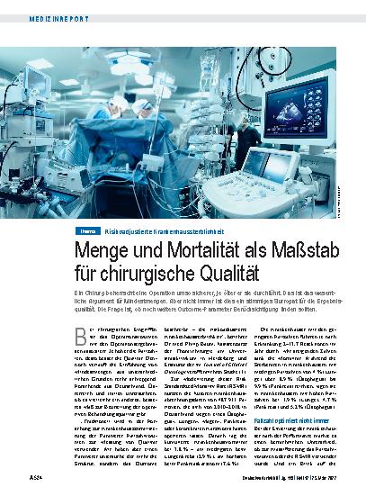 Vorschauseite 1: Risikoadjustierte Krankenhaussterblichkeit: Menge und Mortalität als Maßstab für chirurgische Qualität
