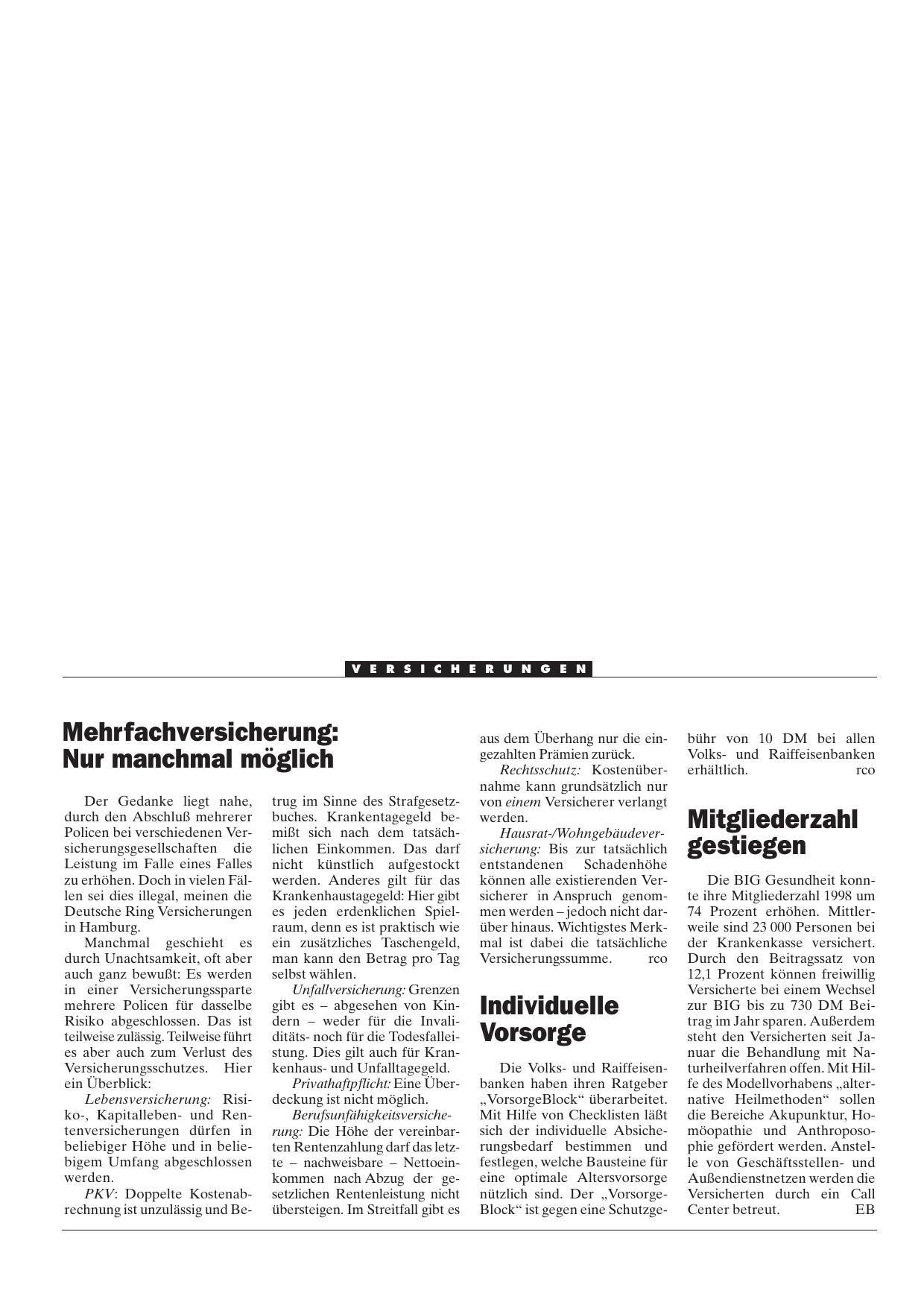 Vorschauseite 1: Mehrfachversicherung: Nur manchmal möglich