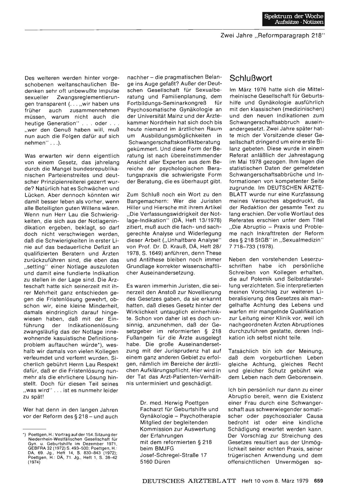 Vorschauseite 1: Zwei Jahre „Reformparagraph 218“ — was ist, was wird? : Schlußwort