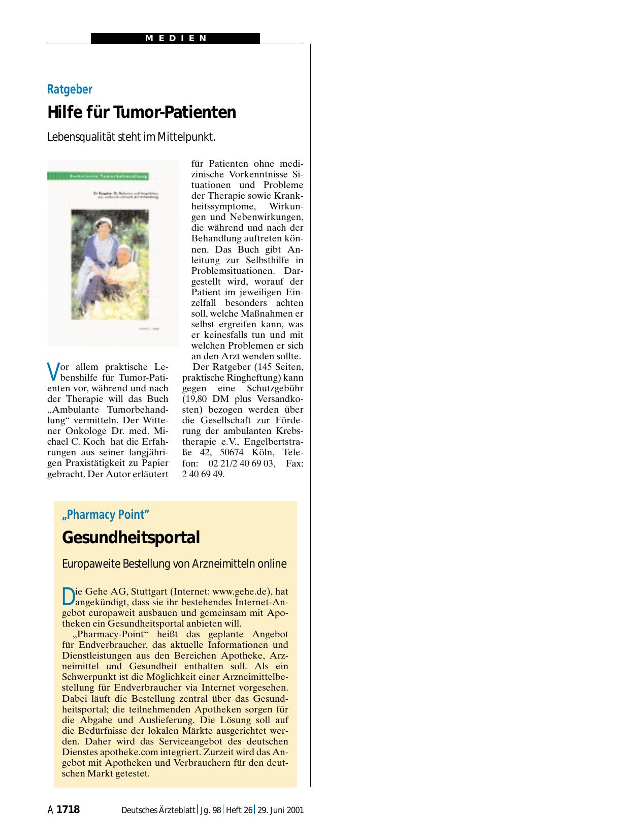 Vorschauseite 1: „Pharmacy Point“: Gesundheitsportal