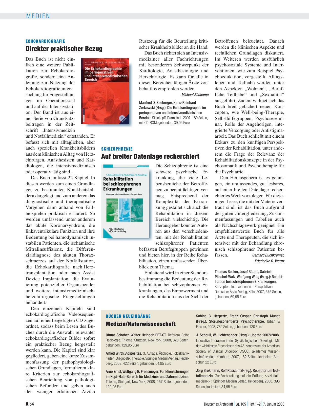 Vorschauseite 1: Bücher Neueingänge: Medizin/Naturwissenschaft