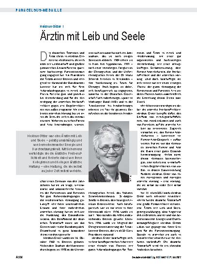 Vorschauseite 1: Heidrun Gitter †: Ärztin mit Leib und Seele