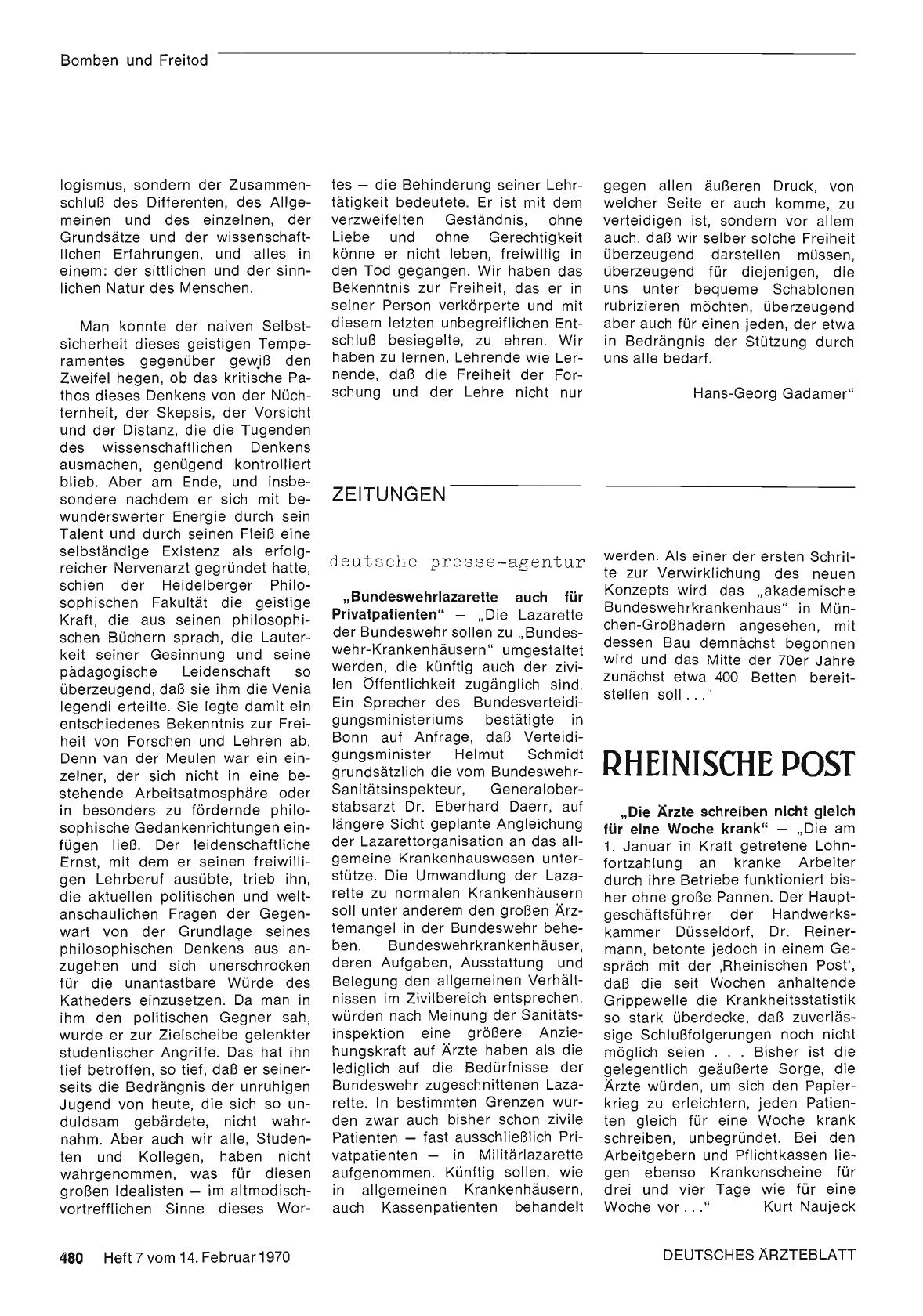 Vorschauseite 1: "Bundeswehrlazarette auch für Privatpatienten"