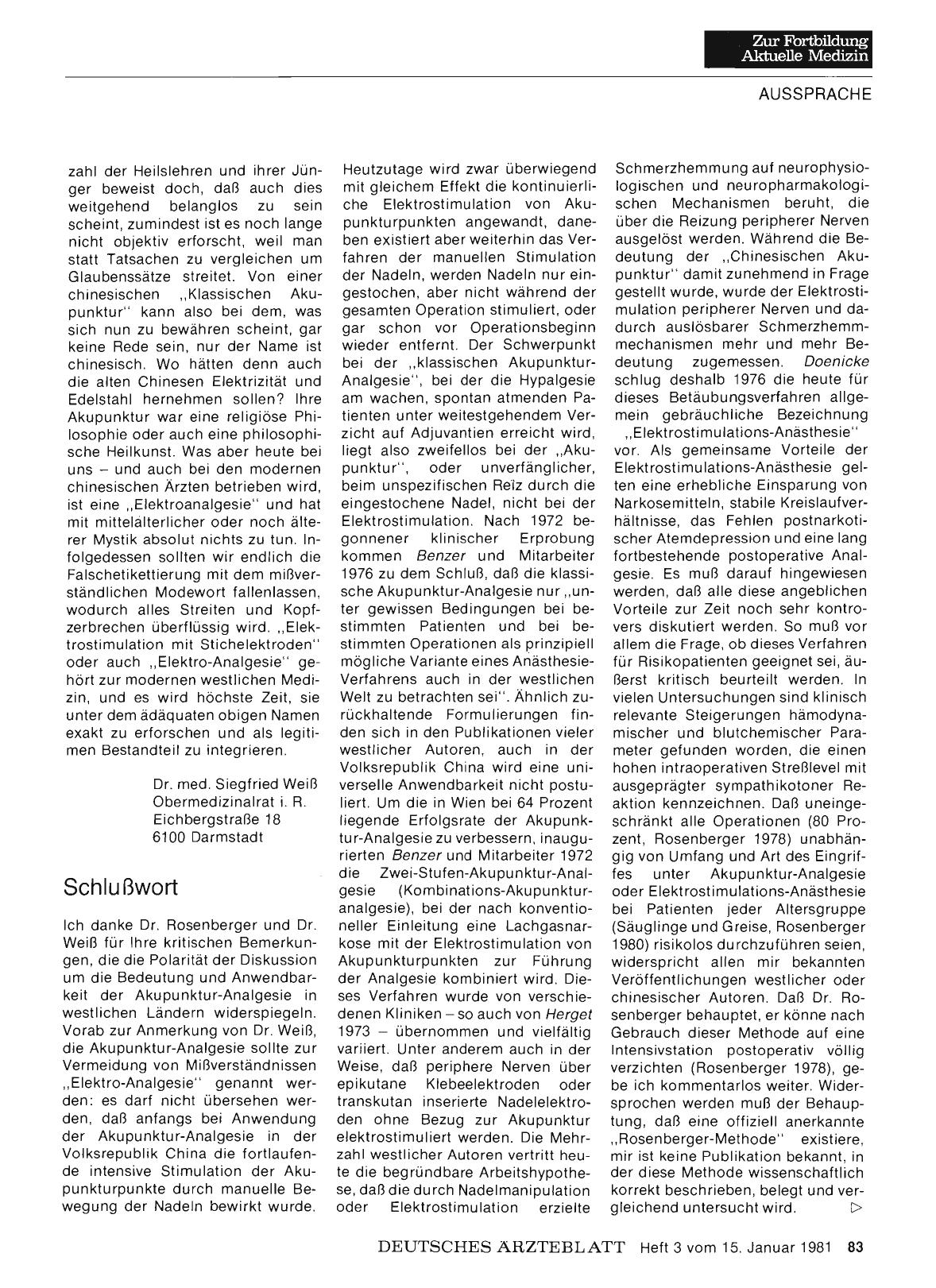 Vorschauseite 1: 20 Jahre Akupunktur-Analgesie in der Volksrepublik China: Schlußwort