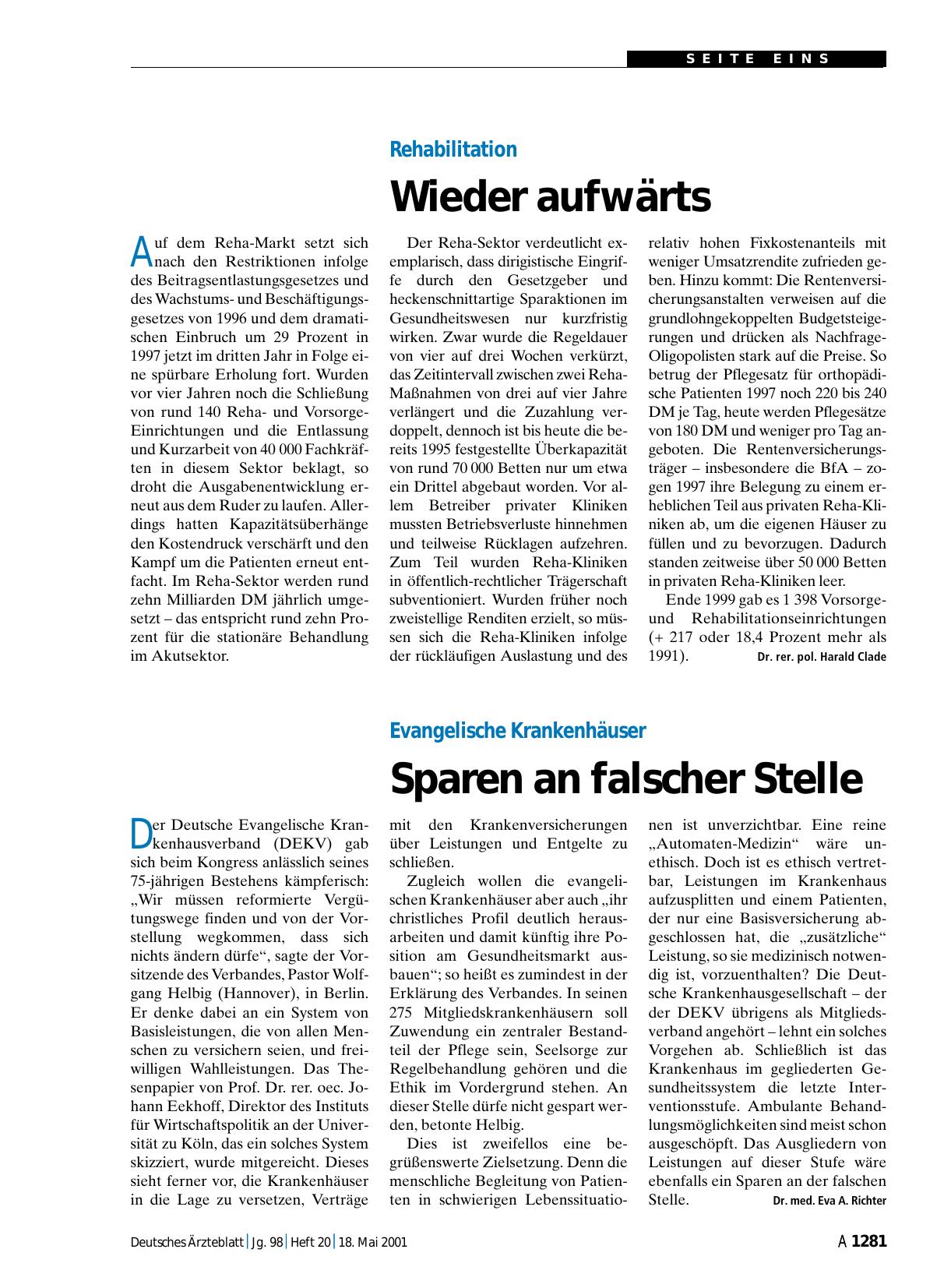 Vorschauseite 1: Rehabilitation: Wieder aufwärts