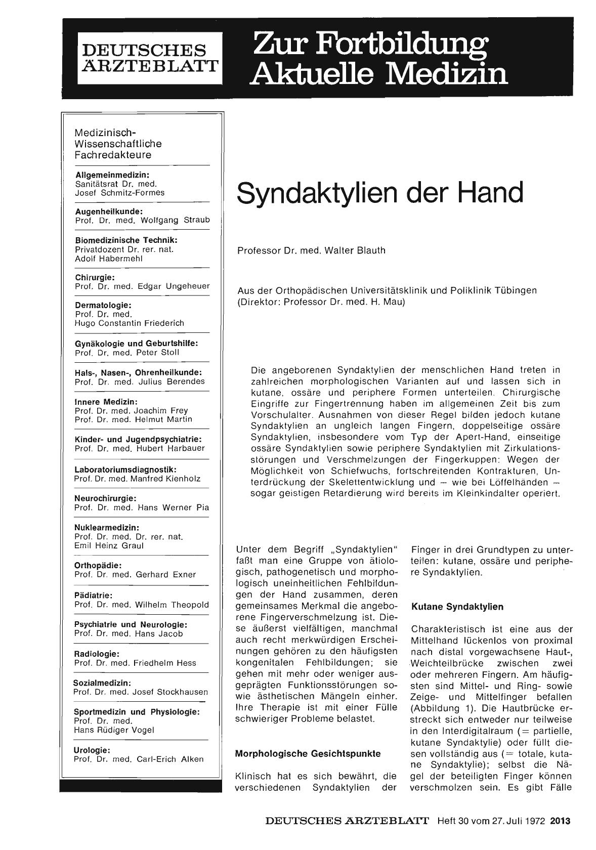 Vorschauseite 1: Syndaktylien der Hand