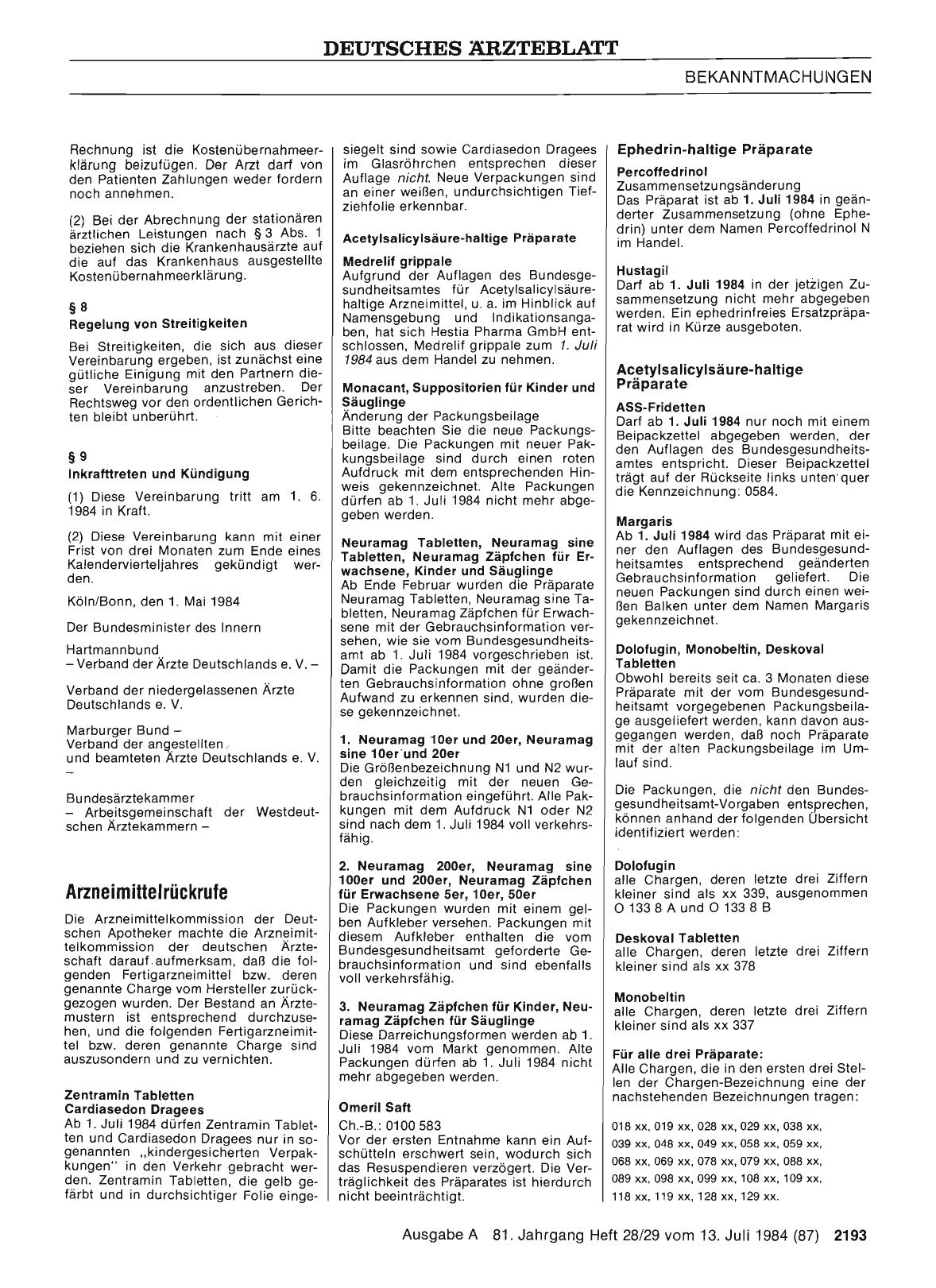 Vorschauseite 1: Arzneimittelrückrufe