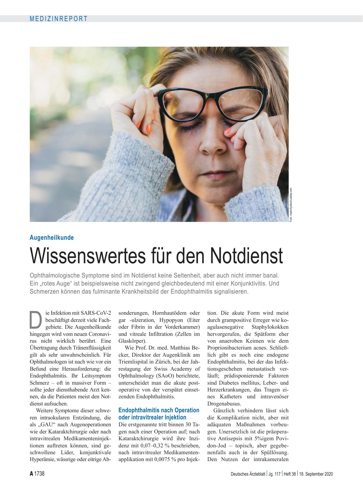 Vorschauseite 1: Augenheilkunde: Wissenswertes für den Notdienst
