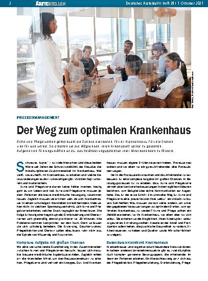 Vorschauseite 1: Prozessmanagement: Der Weg zum optimalen Krankenhaus
