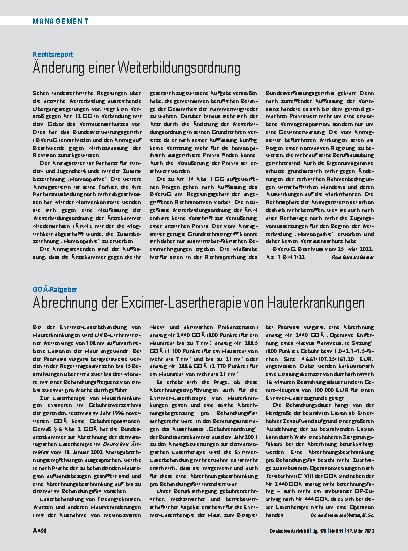 Vorschauseite 1: Rechtsreport: Änderung einer Weiterbildungsordnung