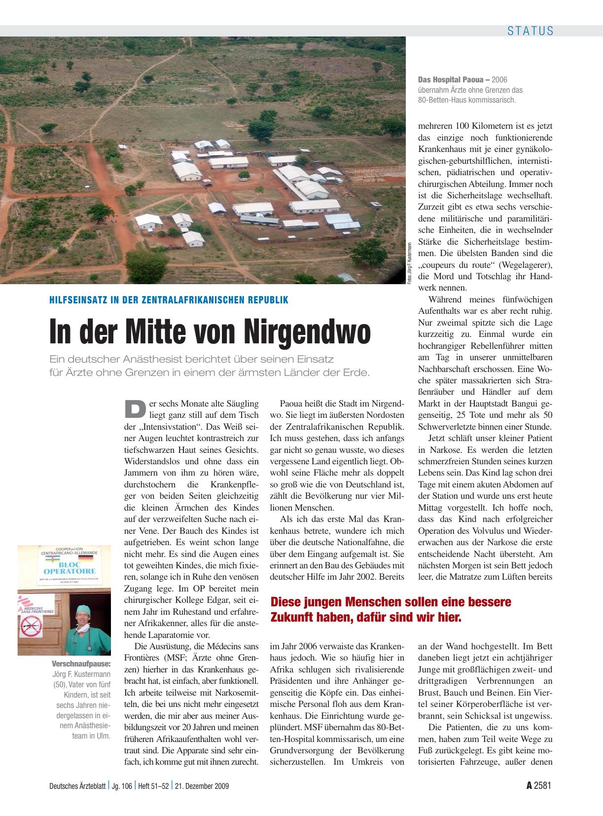 Vorschauseite 1: Hilfseinsatz in der Zentralafrikanischen Republik: In der Mitte von Nirgendwo