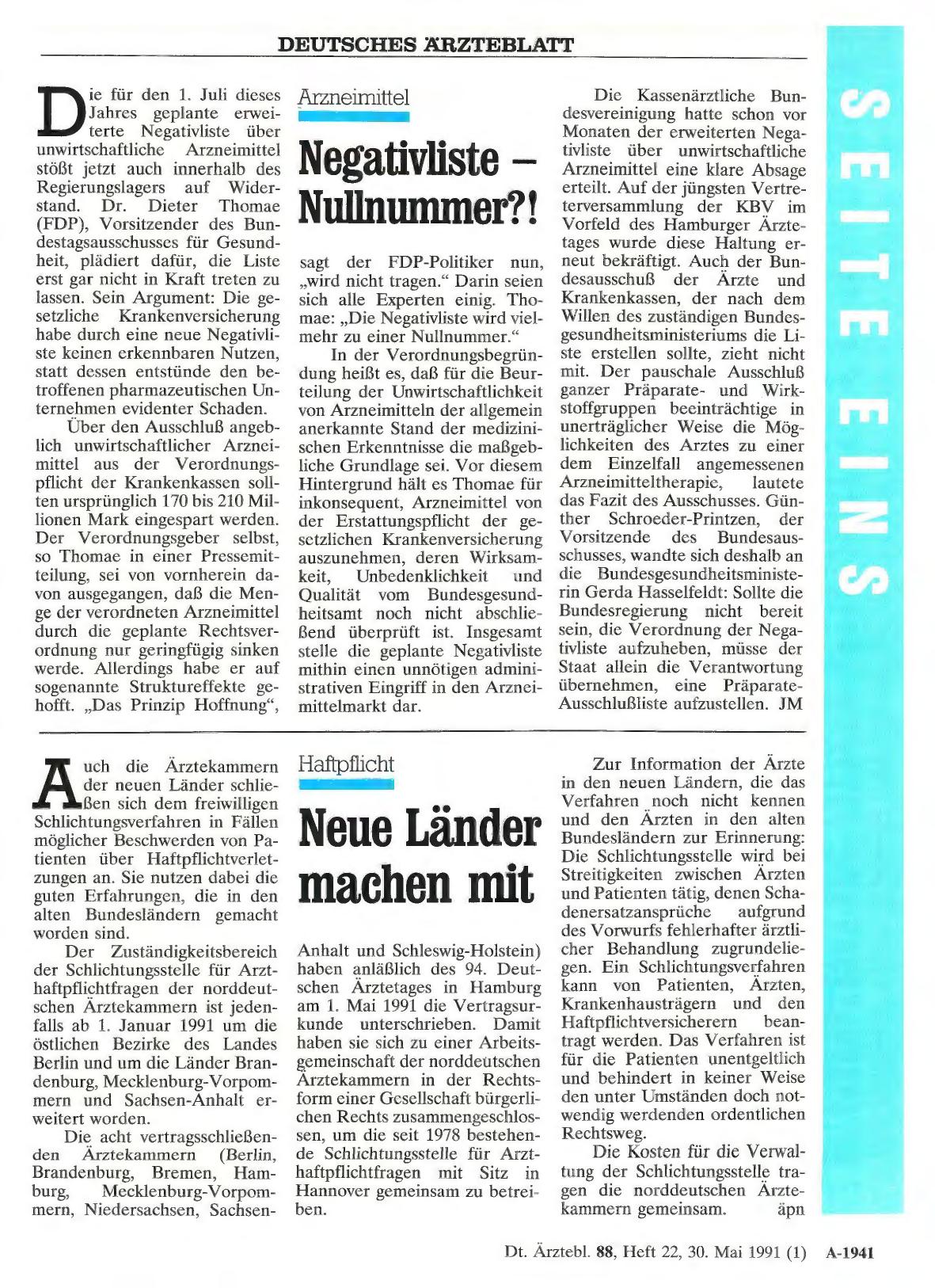 Vorschauseite 1: Arzneimittel: Negativliste - Nullnummer? !